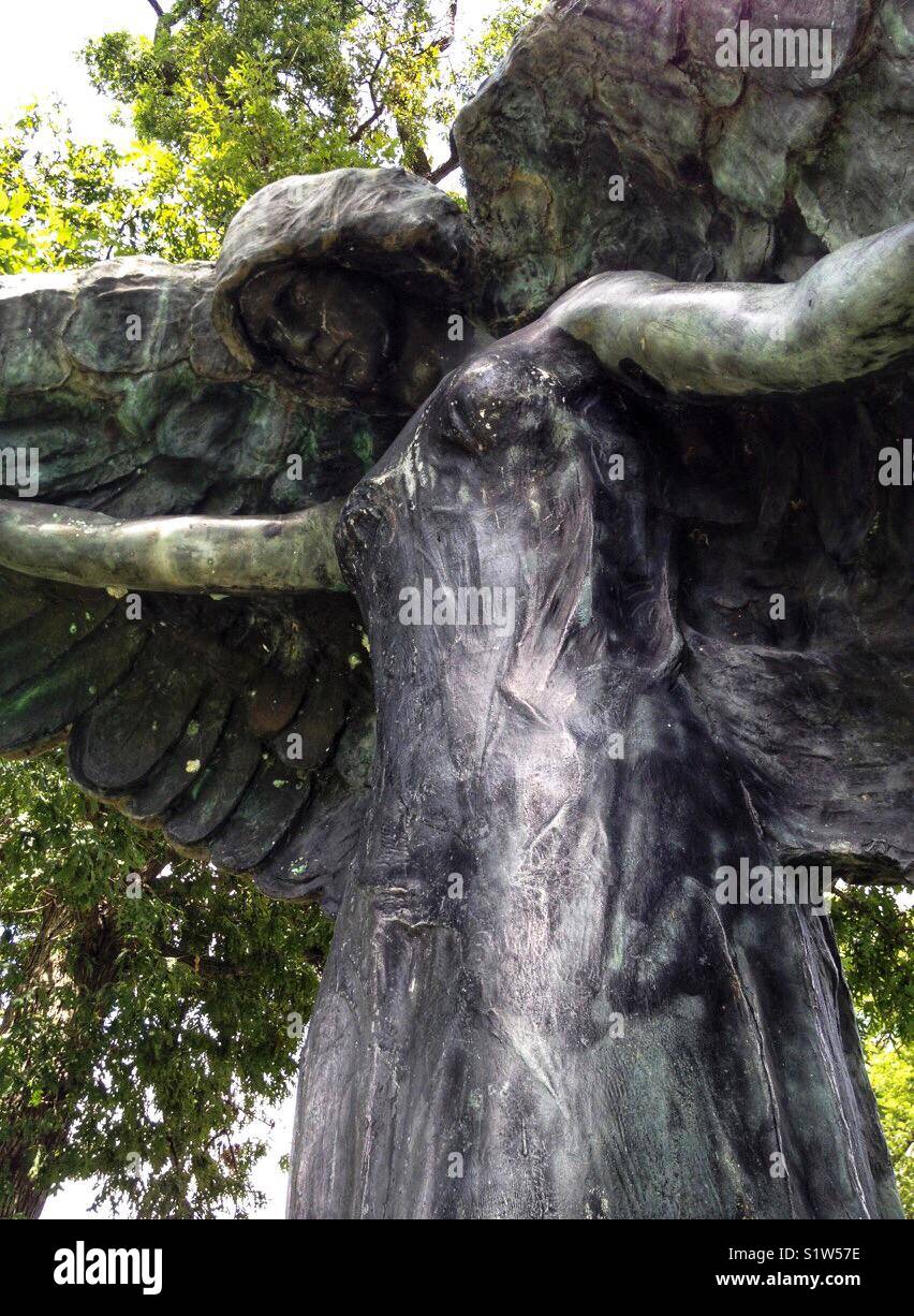 ‘Black Angel’ of Oakland Cemetery, Iowa City, Iowa - Smartphone Captured Stock Image