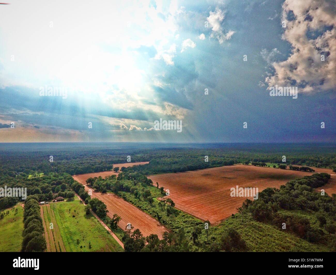 Sunlight over rural Alabama - Smartphone Captured Stock Image