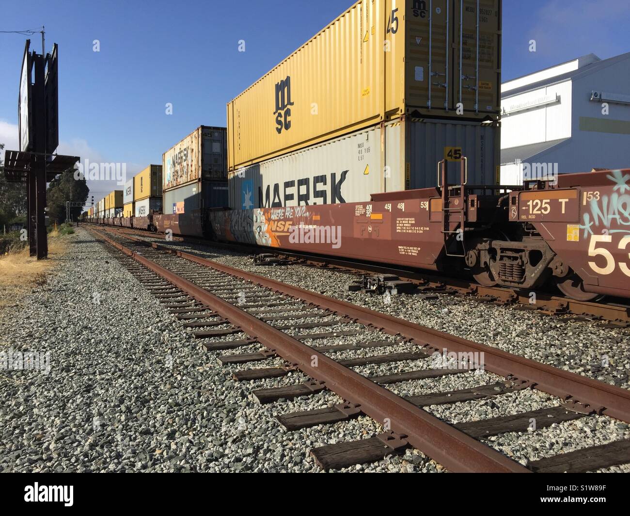 Freight train in Emeryville, CA, USA. - Smartphone Captured Stock Image