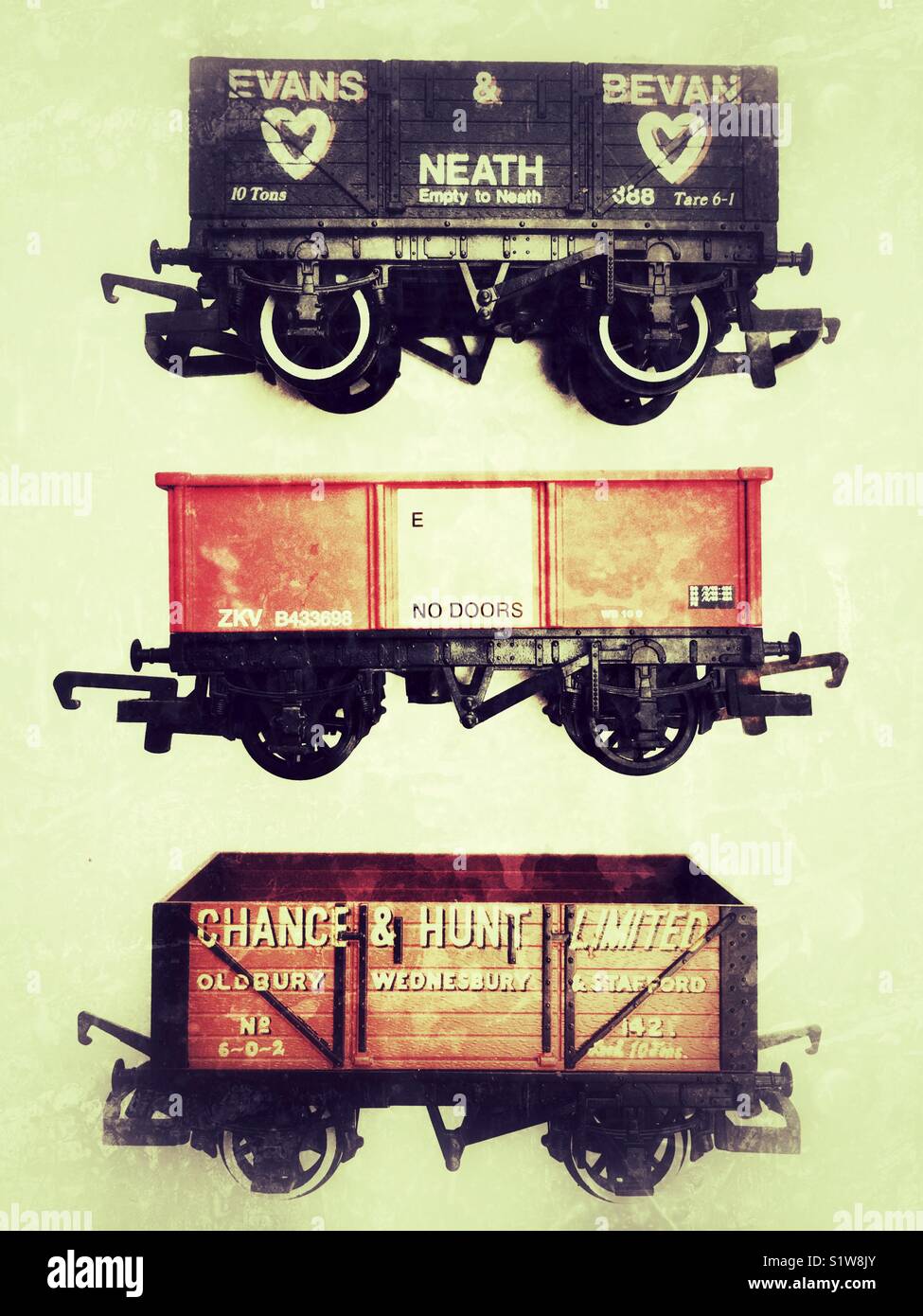 Hornby railway freight wagons - Smartphone Captured Stock Image