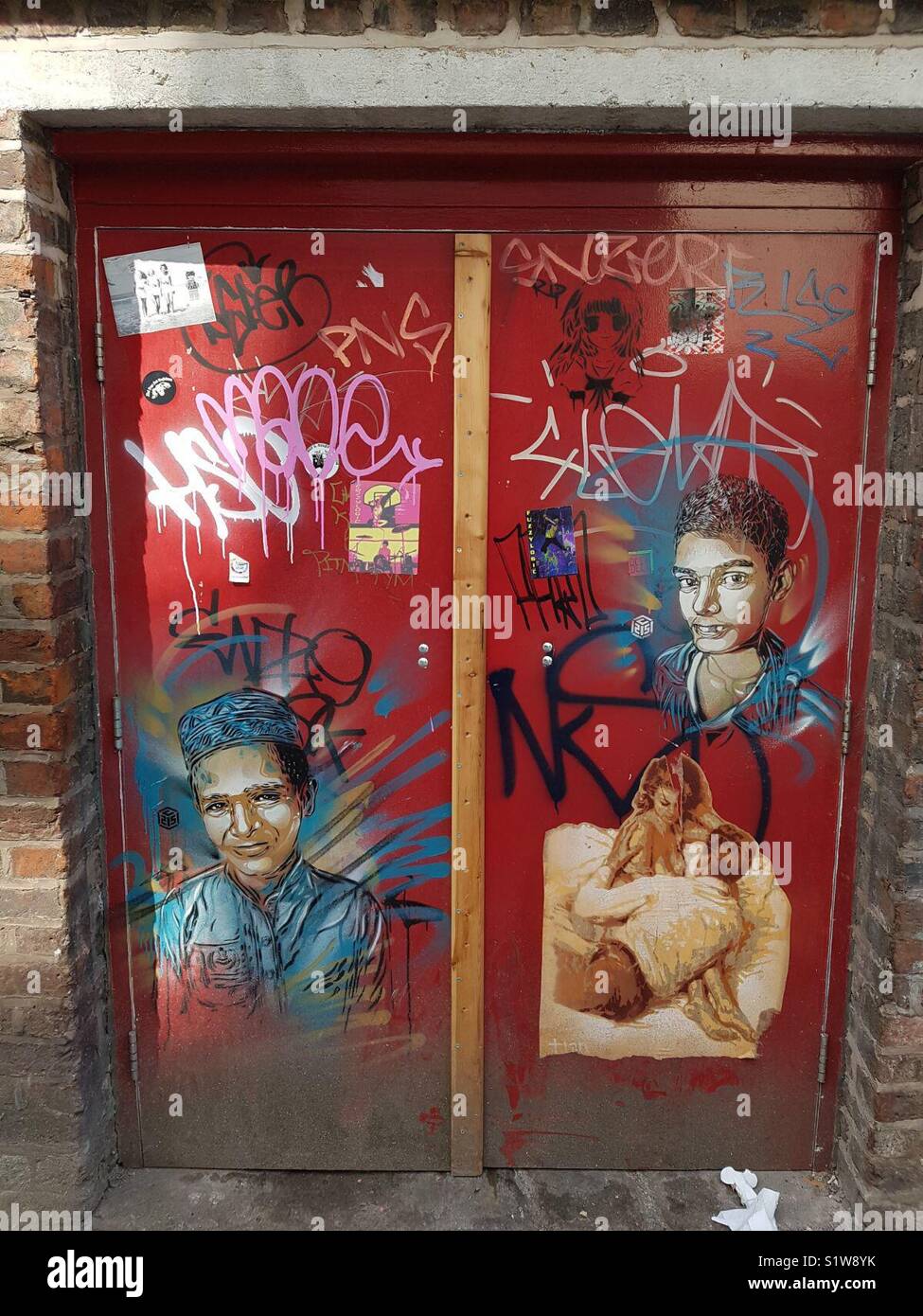 Urban art manchester doorway Stock Photo