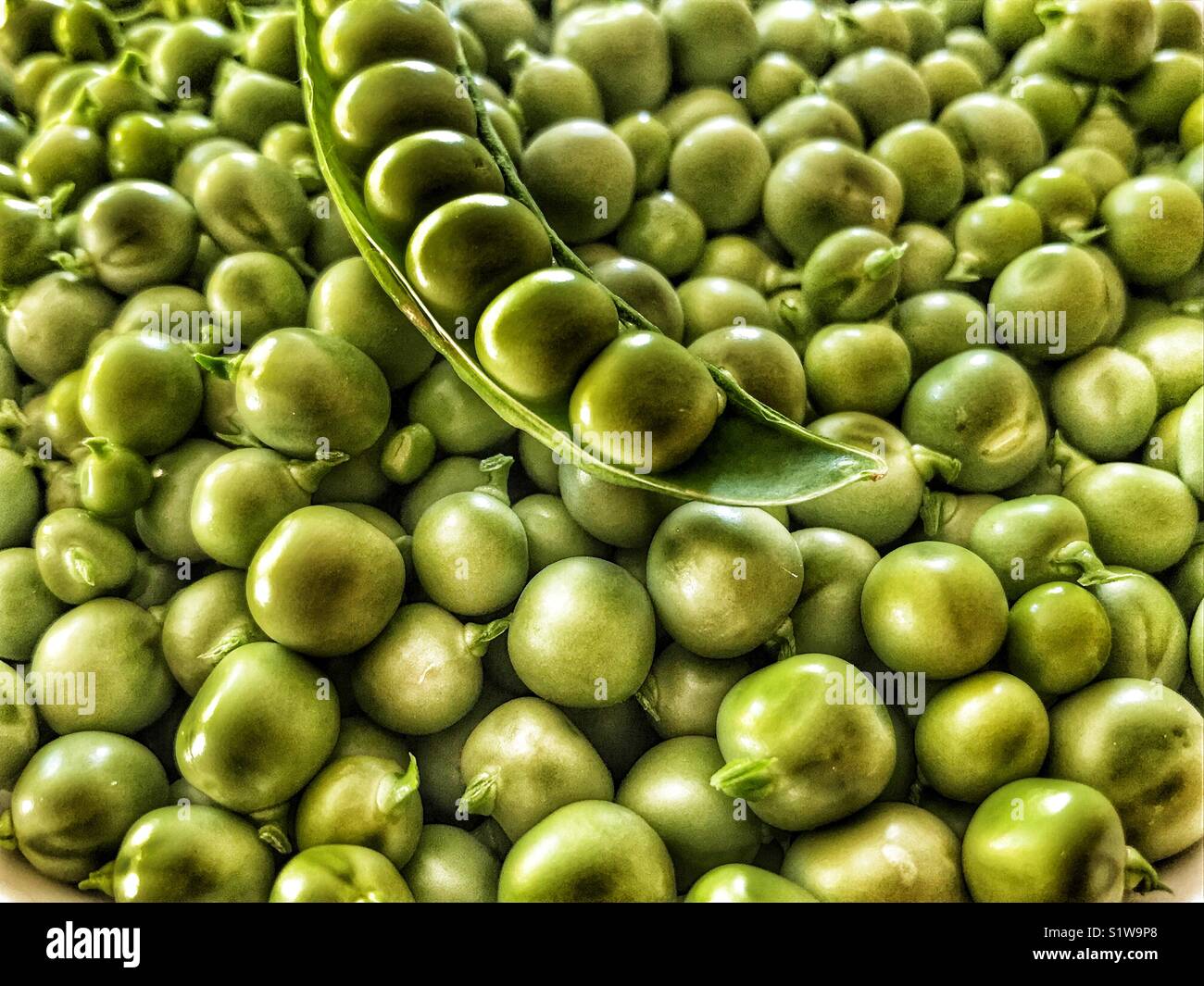 Shelled peas and peas in a pod - Smartphone Captured Stock Image