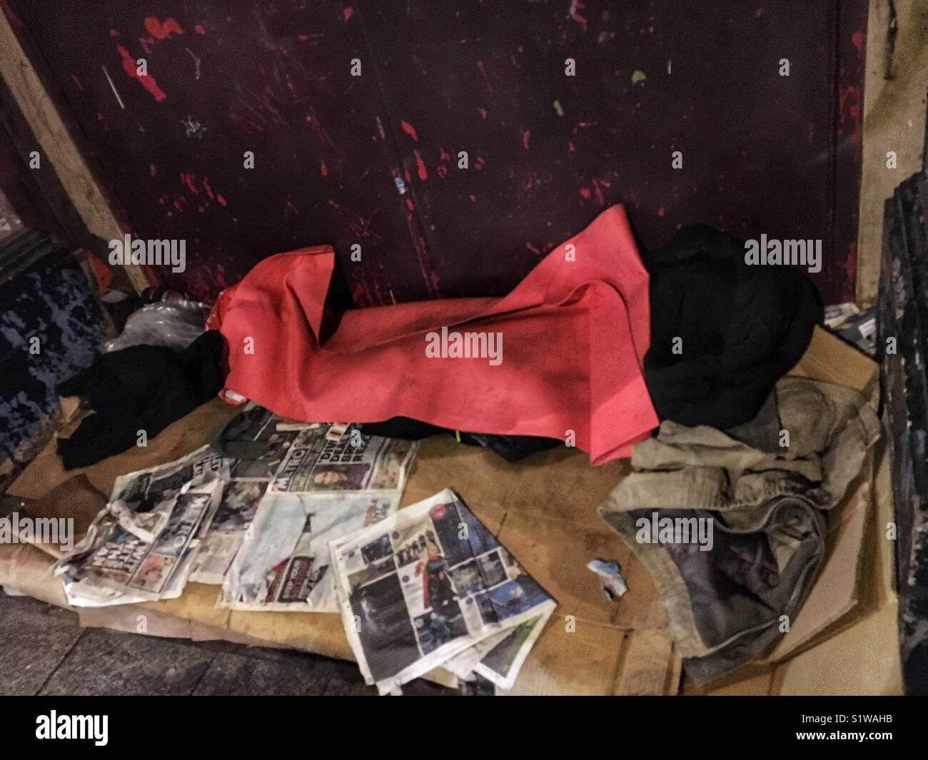 A homeless person’s bedroom - Smartphone Captured Stock Image