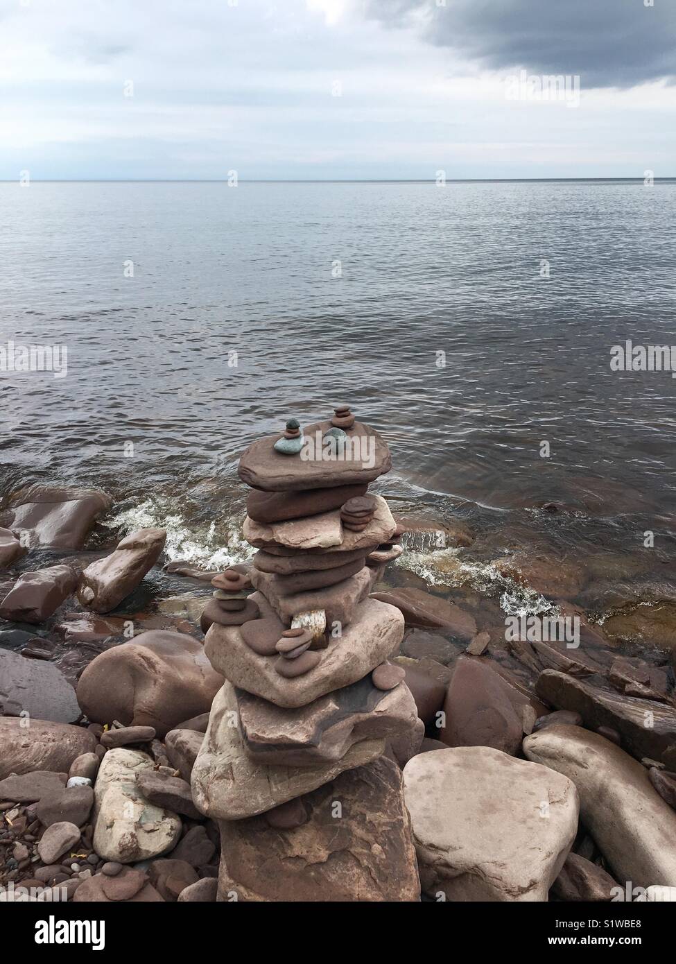 Rock formation on shoreline of Lake Superior - Smartphone Captured Stock Image