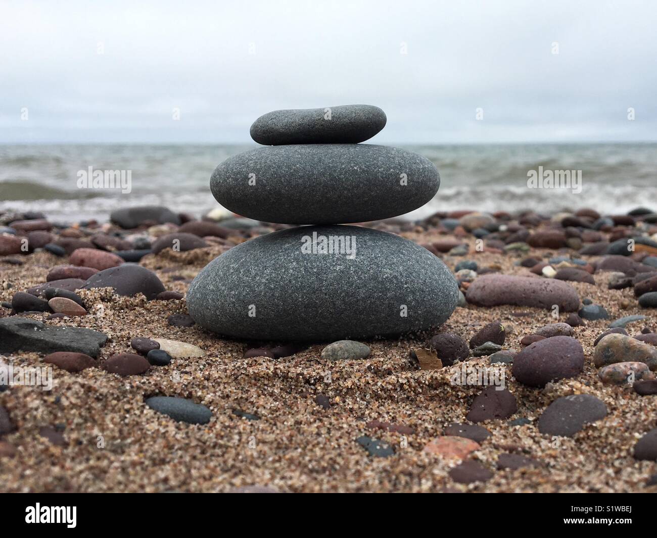 Rocks along Lake Superior shoreline Stock Photo
