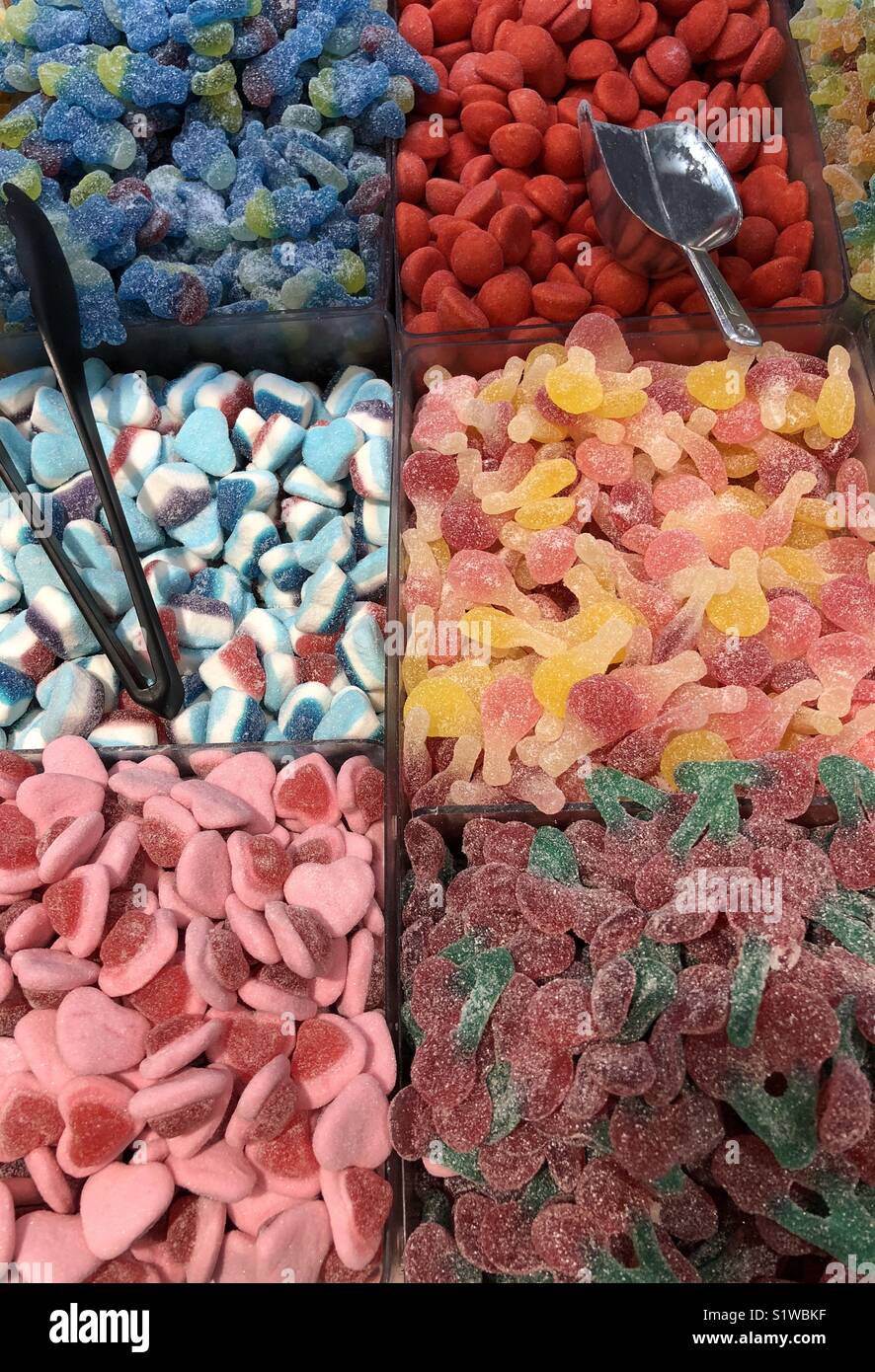 Colourful selection of pick and mix sweets, or candy Stock Photo