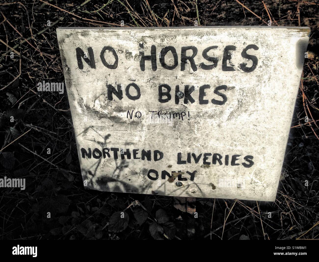 No Horses No Bikes No Trump - Smartphone Captured Stock Image