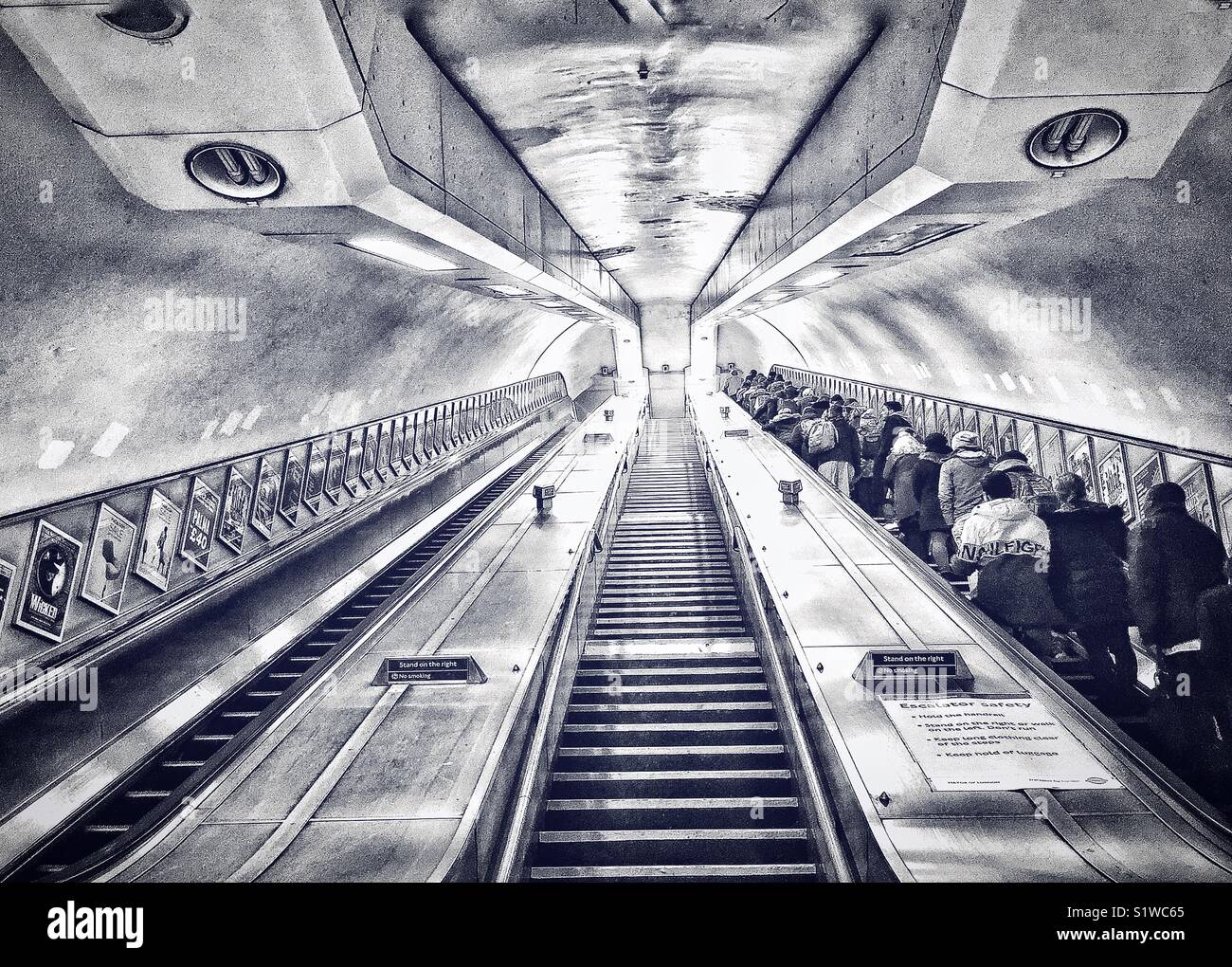 Knightsbridge station escalators. - Smartphone Captured Stock Image