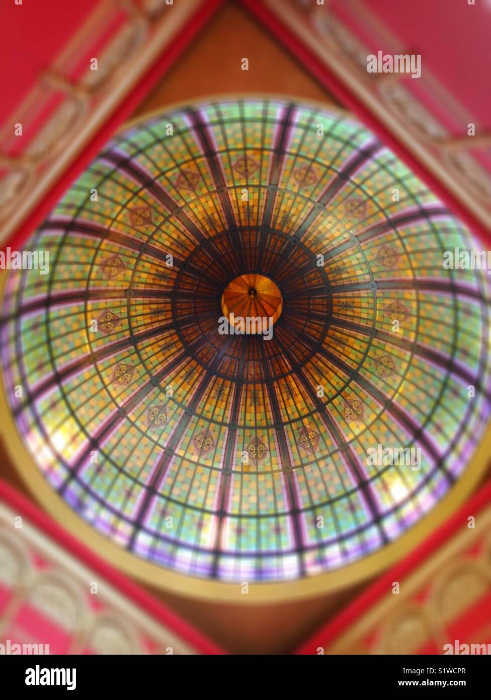 Stained glass ceiling in a Sydney mall, Australia Stock Photo Alamy
