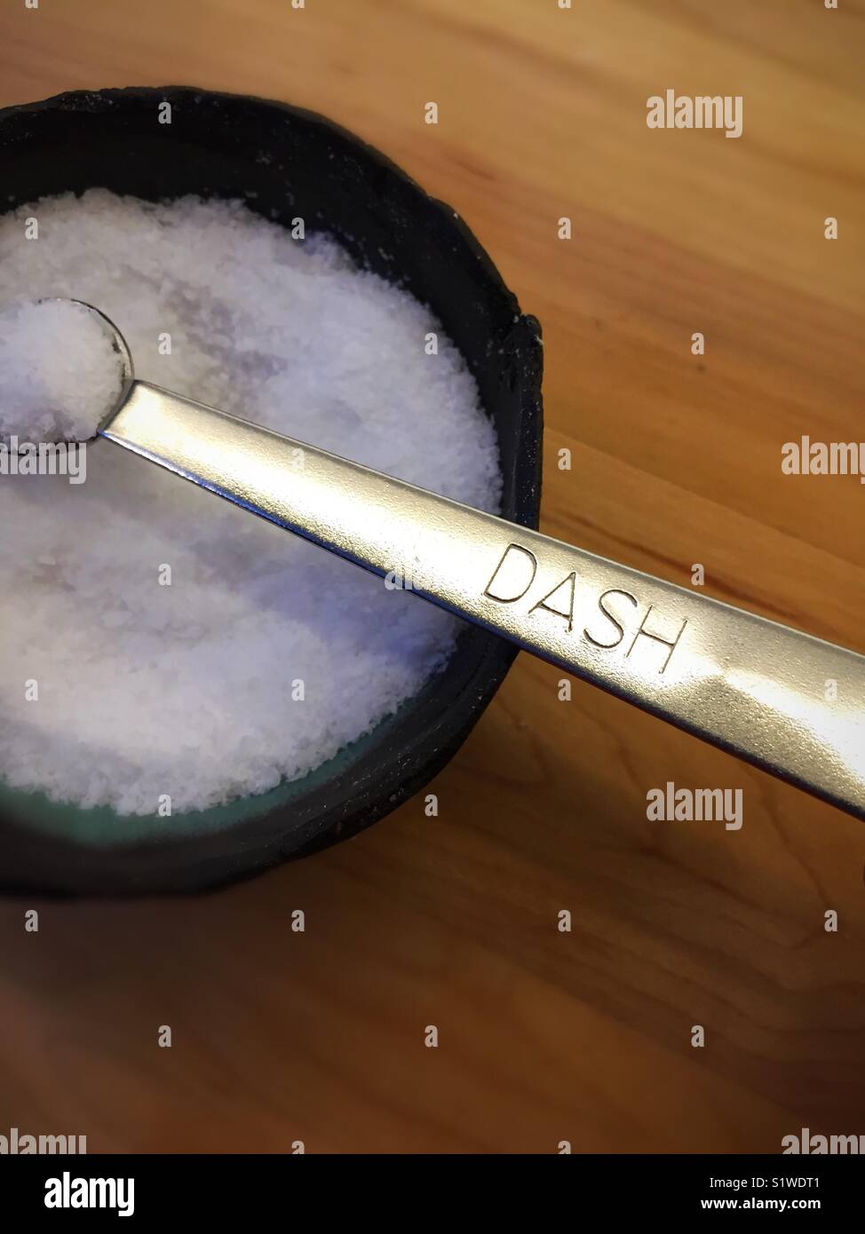 Dash measuring spoon in the saltcellar, United States - Smartphone Captured Stock Image