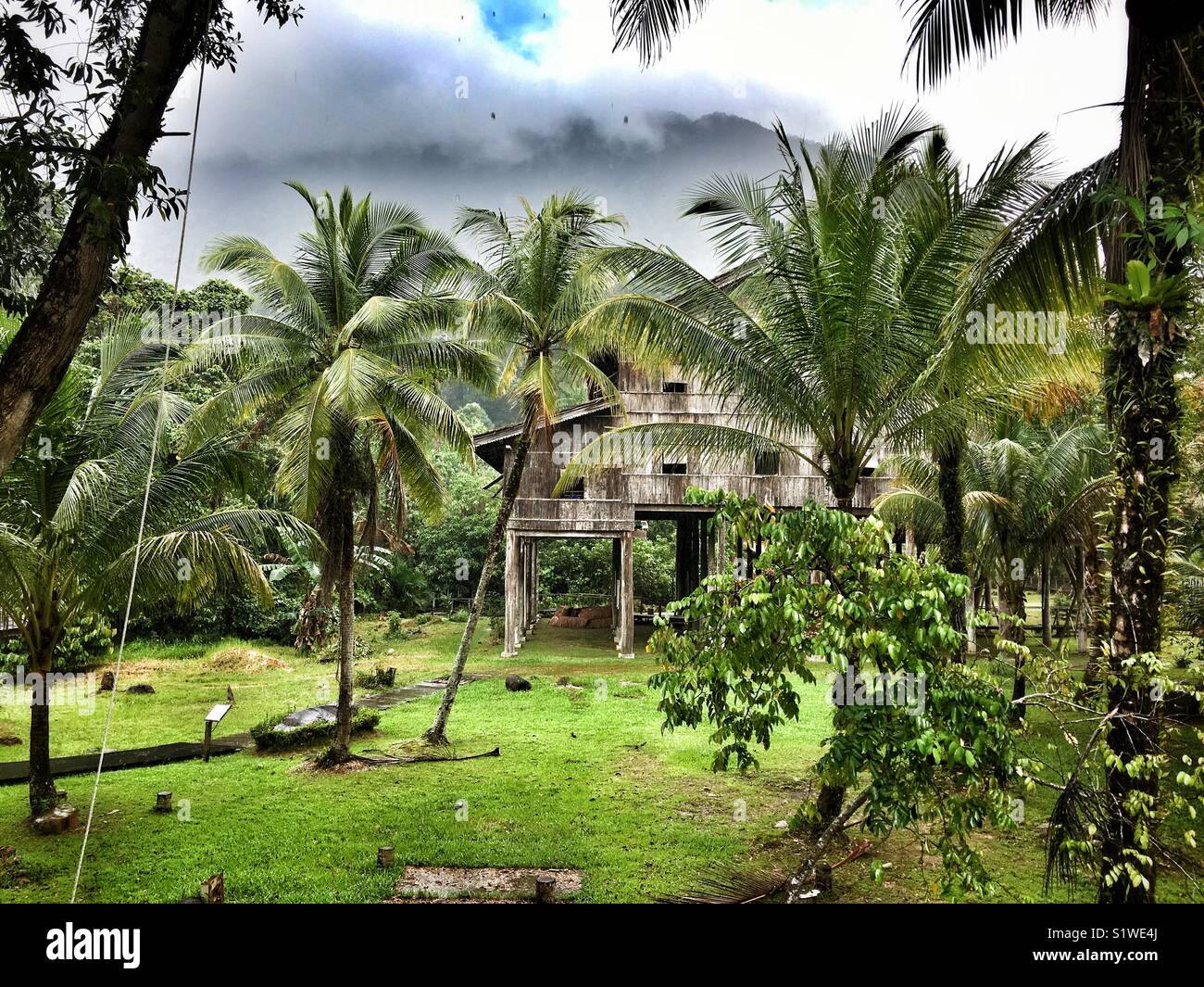 Melanau Longhouse in Sarawak Stock Photo