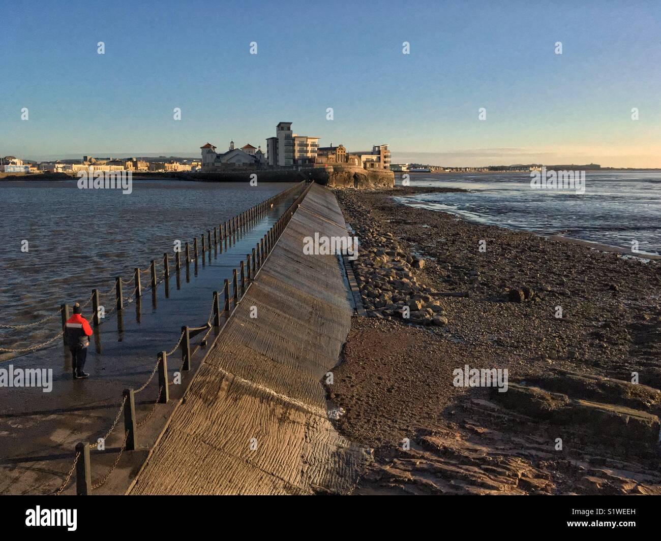 Knightstone Island in Weston-super-Mare, UK on a cold winter day - Smartphone Captured Stock Image