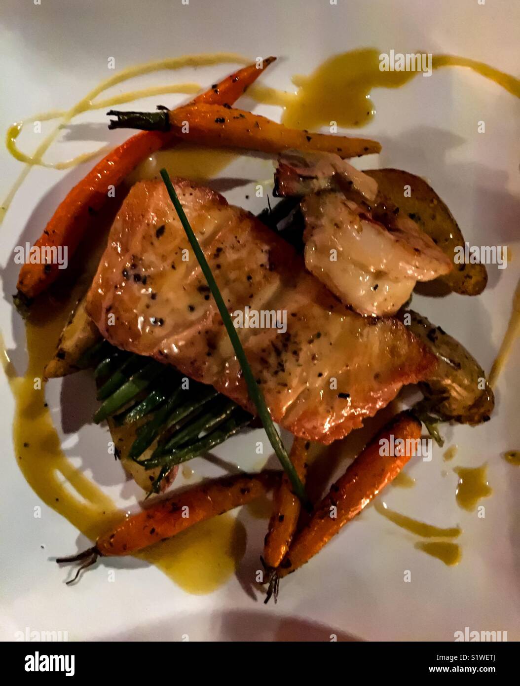 Atlantic salmon and veggies - Smartphone Captured Stock Image