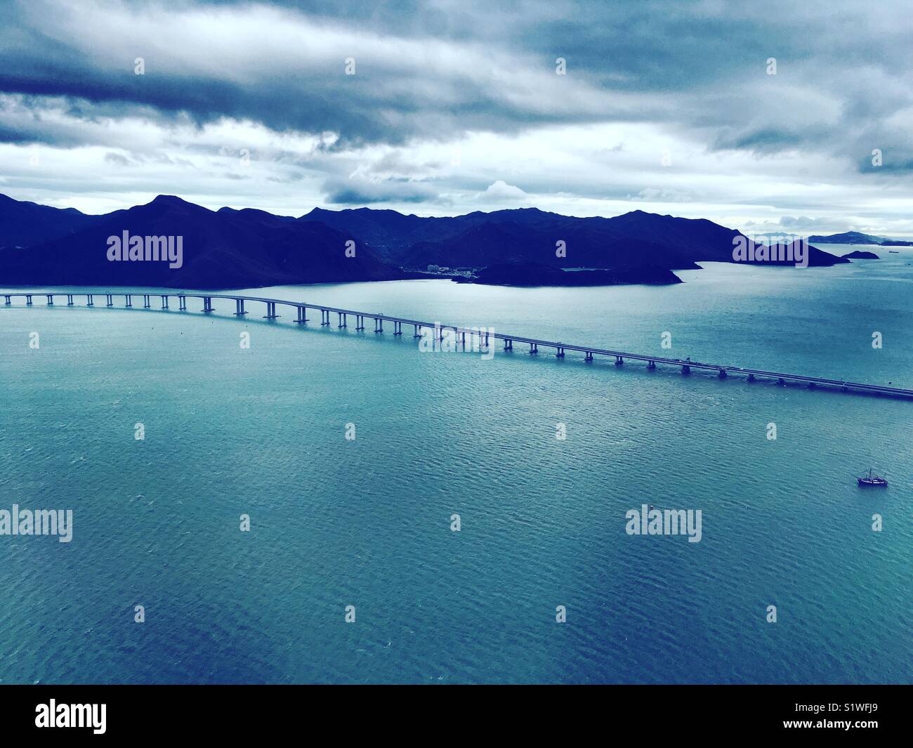 bridge over the sea in hong kong - Smartphone Captured Stock Image