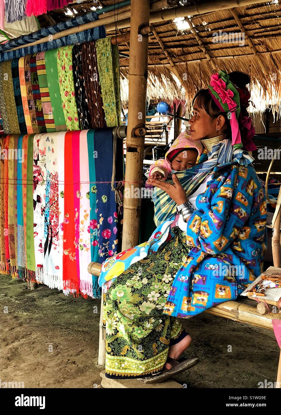 Kayan Tribe mother and child Stock Photo