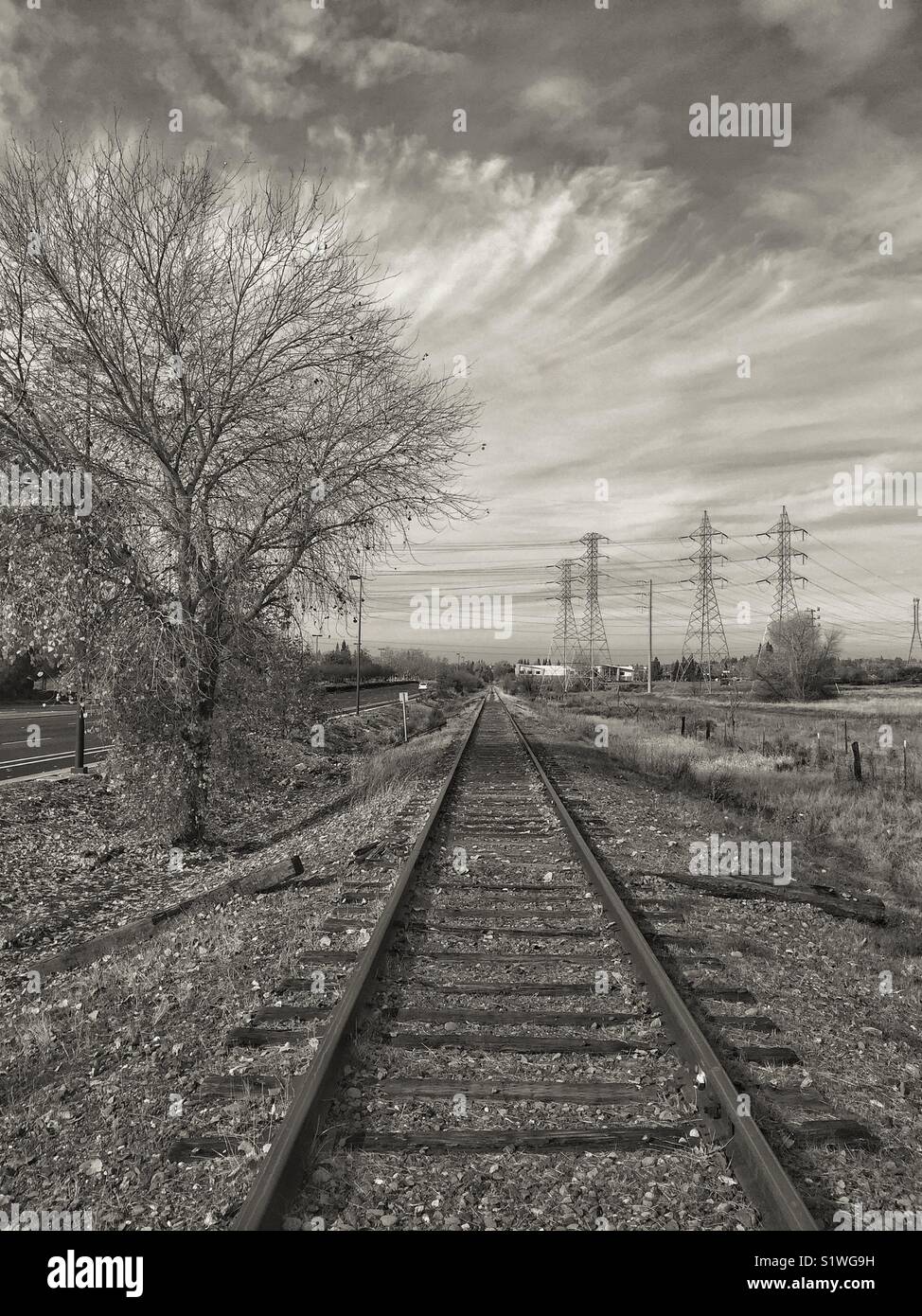 Walking down the railroad tracks Stock Photo Alamy