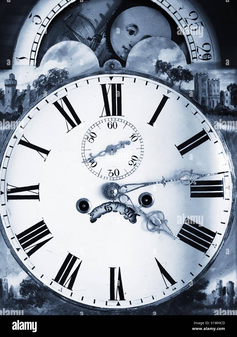 Grandfather clock face - Smartphone Captured Stock Image