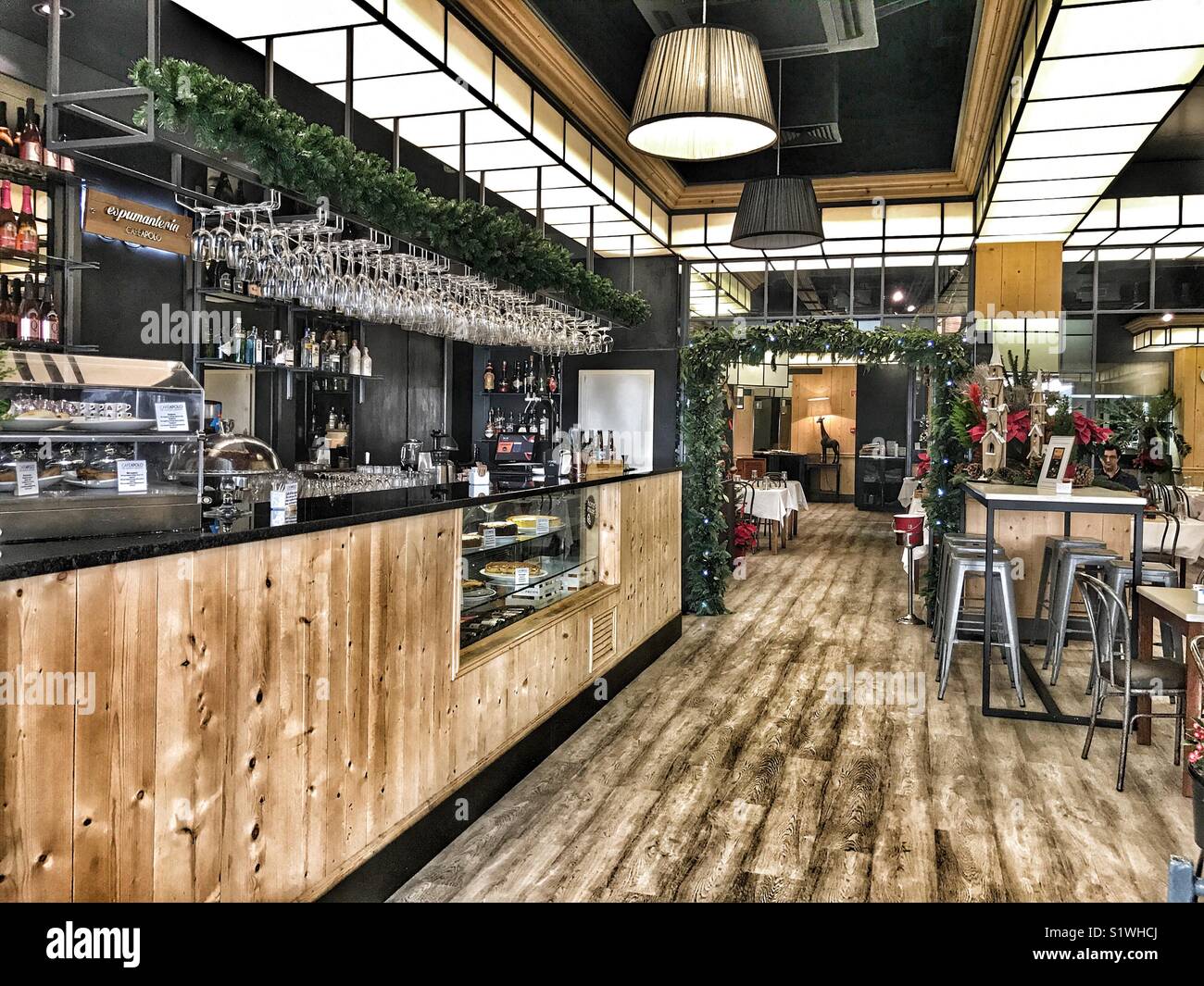 the bar in the Cafe Restaurante Apolo at lunchtime. Funchal, Madeira, Portugal - Smartphone Captured Stock Image