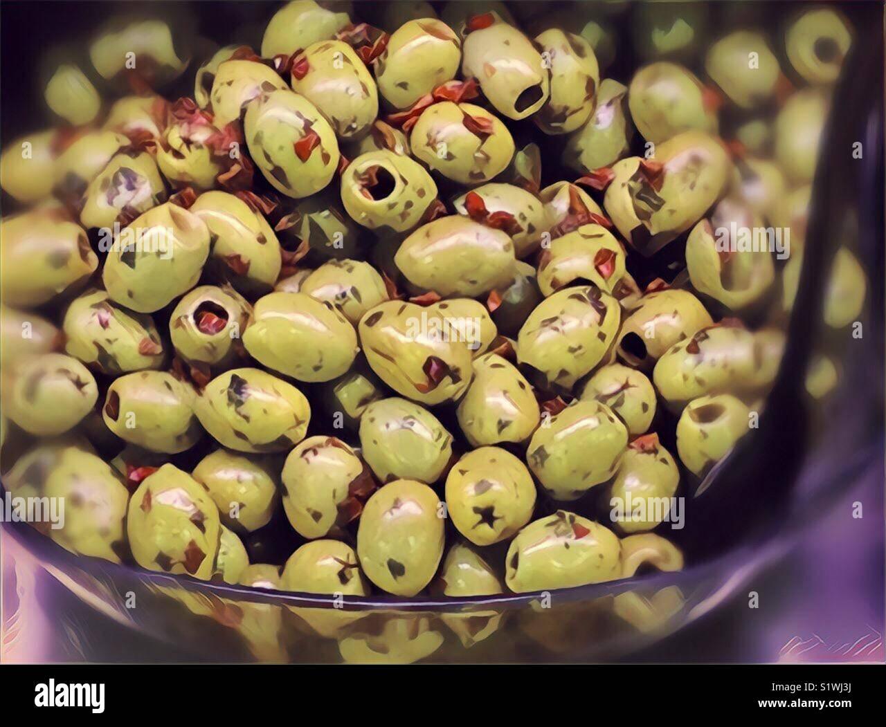 Olives in a bowl - Smartphone Captured Stock Image