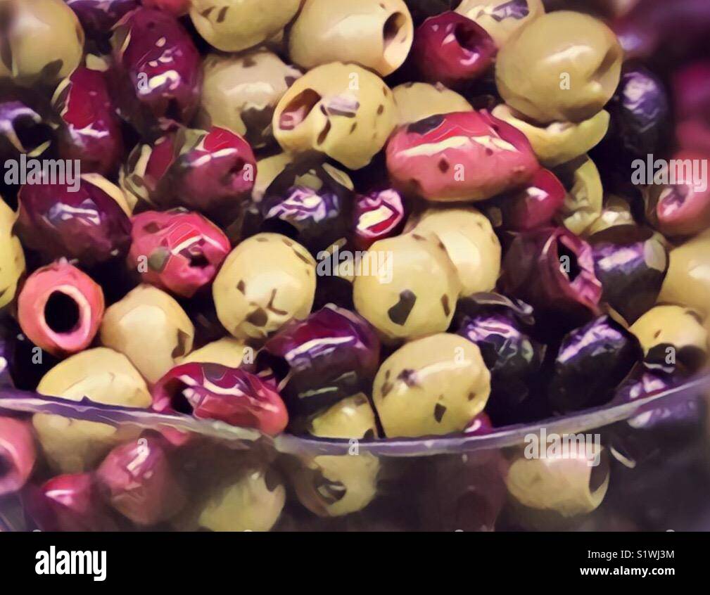 Mixed olives in a bowl - Smartphone Captured Stock Image