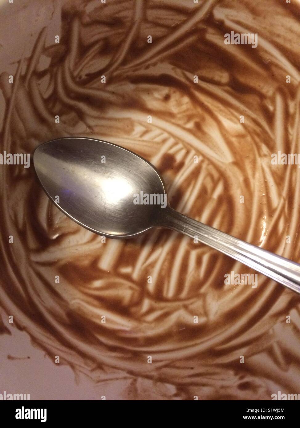 Scraped bowl of Chicolate ice cream - Smartphone Captured Stock Image