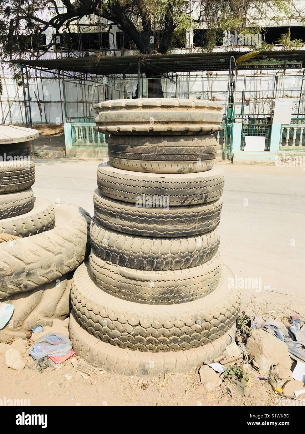 Old tyres Stock Photo