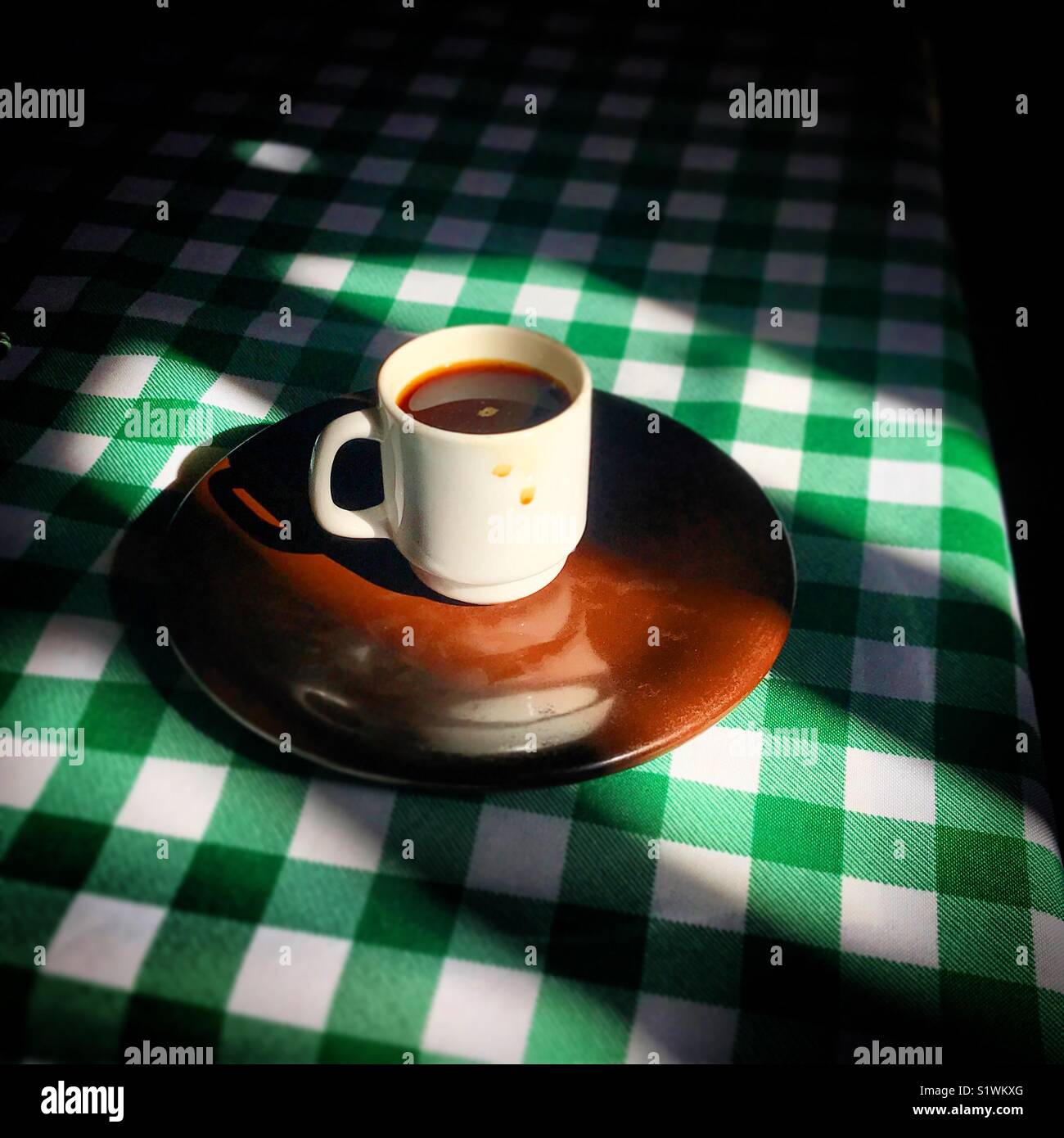 A expresso coffee in a restaurant in Dolores Hidalgo, Guanajuato, Mexico - Smartphone Captured Stock Image