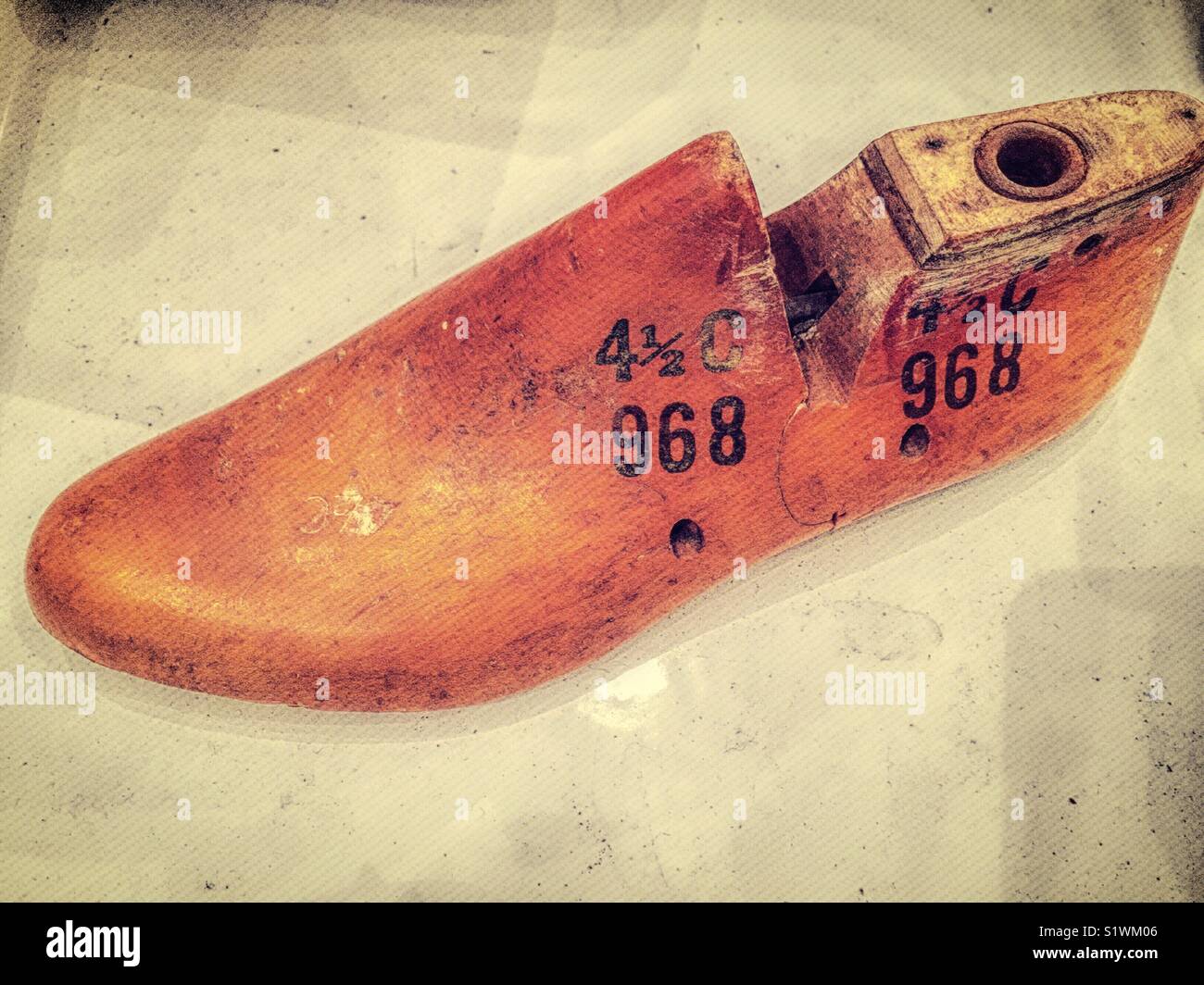 Vintage wooden shoe last for a  woman’s left foot, United States. - Smartphone Captured Stock Image