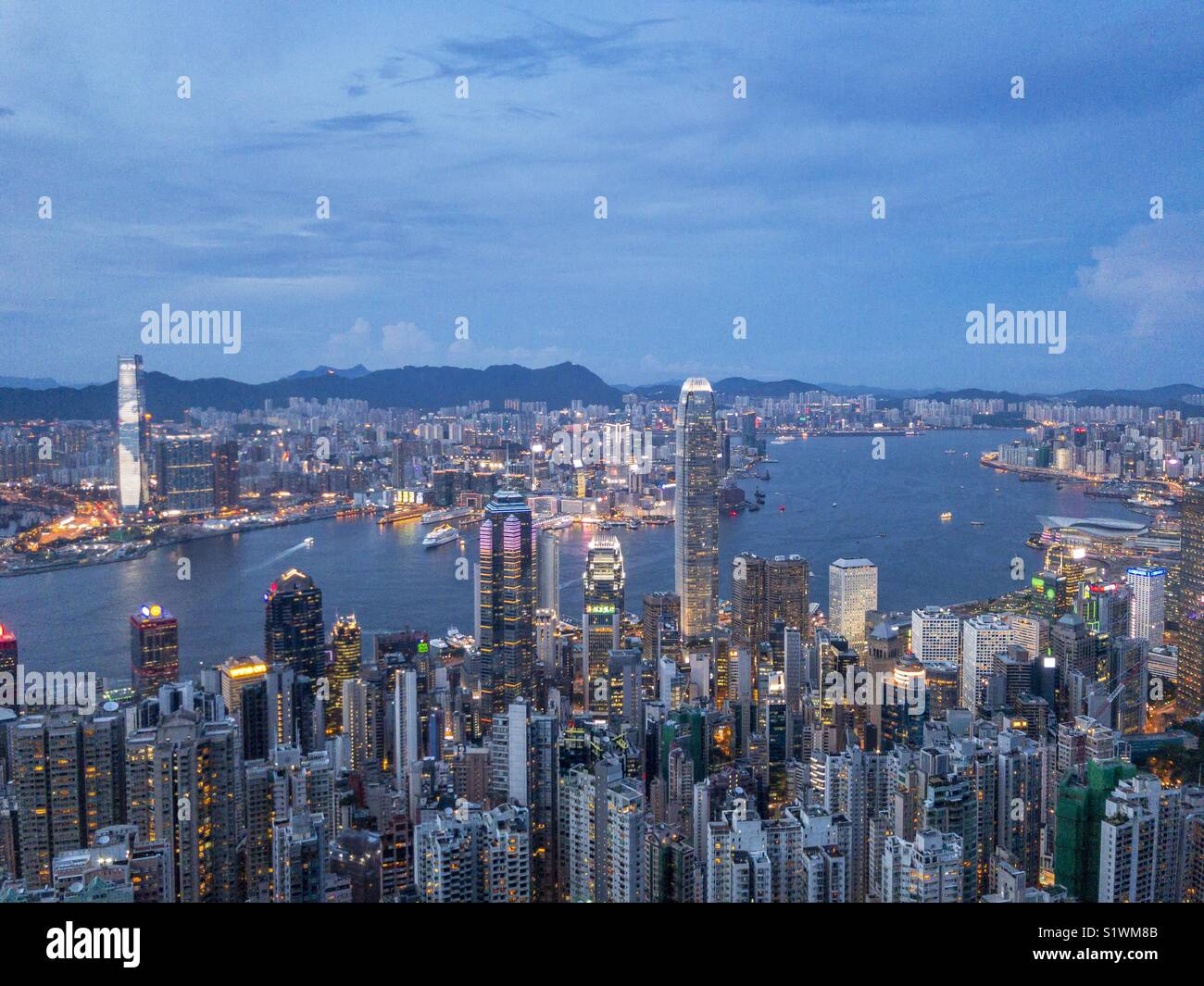Hong Kong Victoria Harbour view from the Peak Stock Photo - Alamy