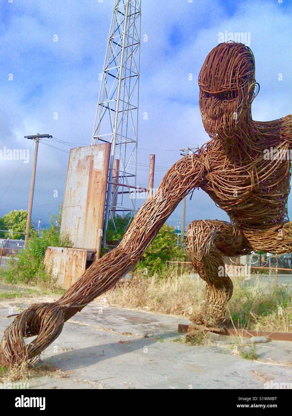 Steel sculpture, West Oakland, California, USA. - Smartphone Captured Stock Image