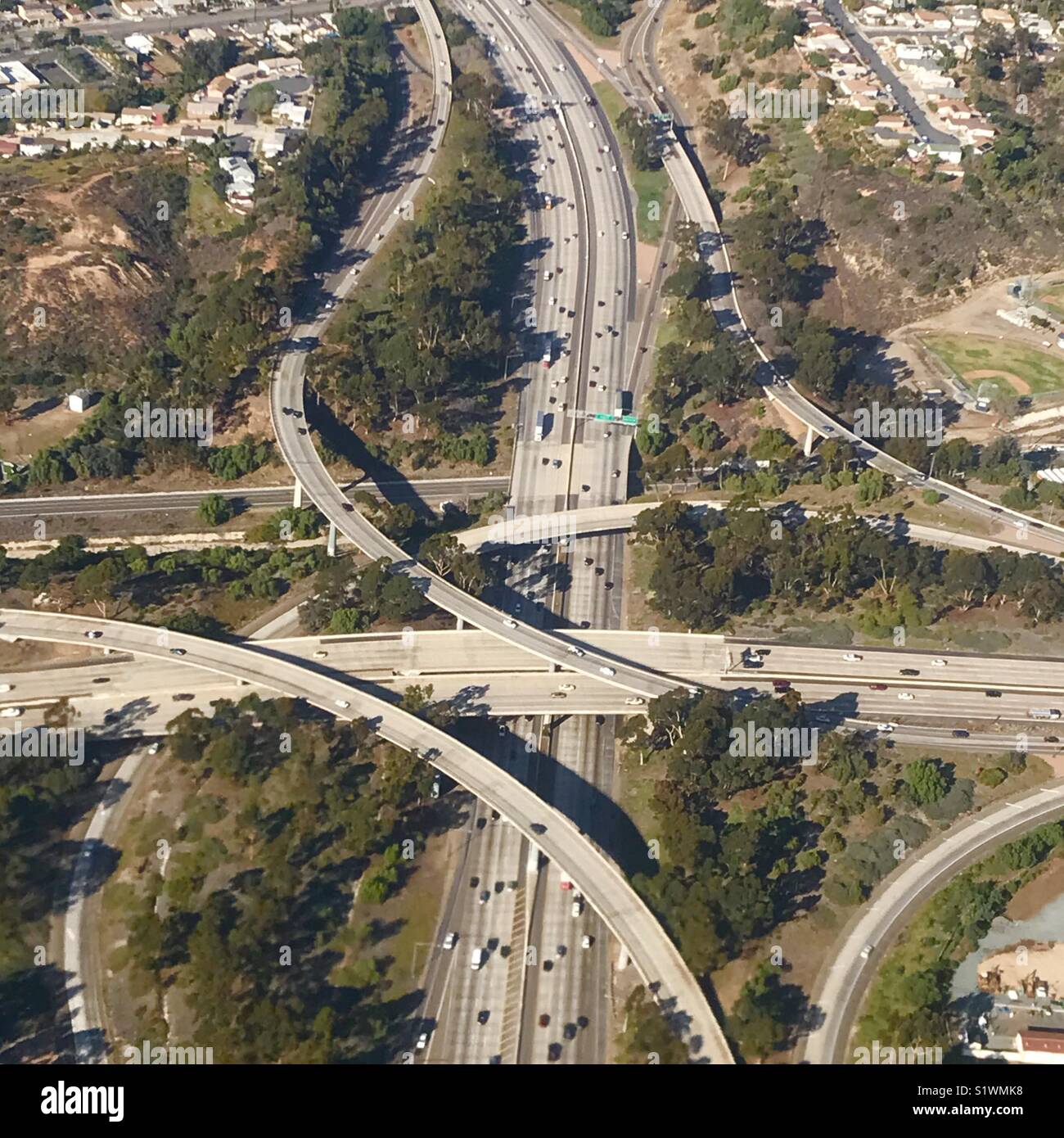 San Diego freeways, aerial, California Stock Photo
