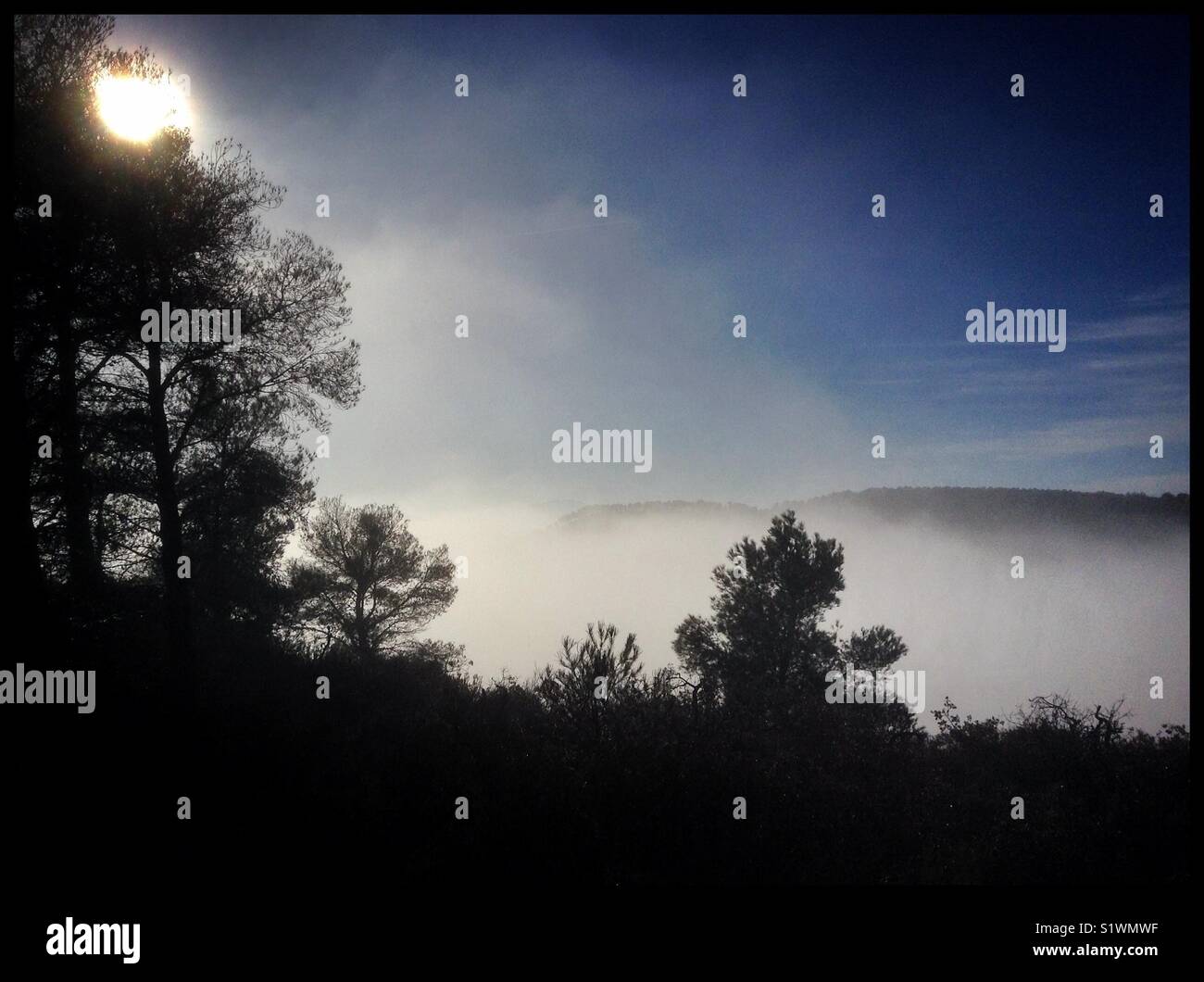 The view above the freezing fog, Catalonia, Spain. - Smartphone Captured Stock Image