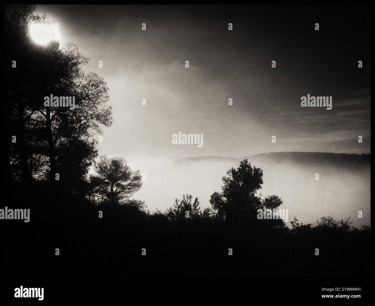 The view above the freezing fog, Catalonia, Spain. - Smartphone Captured Stock Image