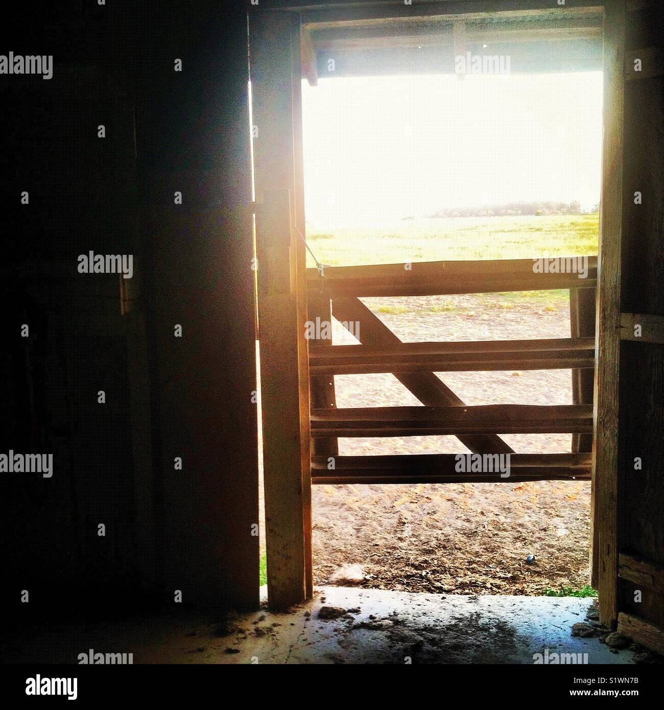 Barn gate to the pasture Stock Photo - Alamy