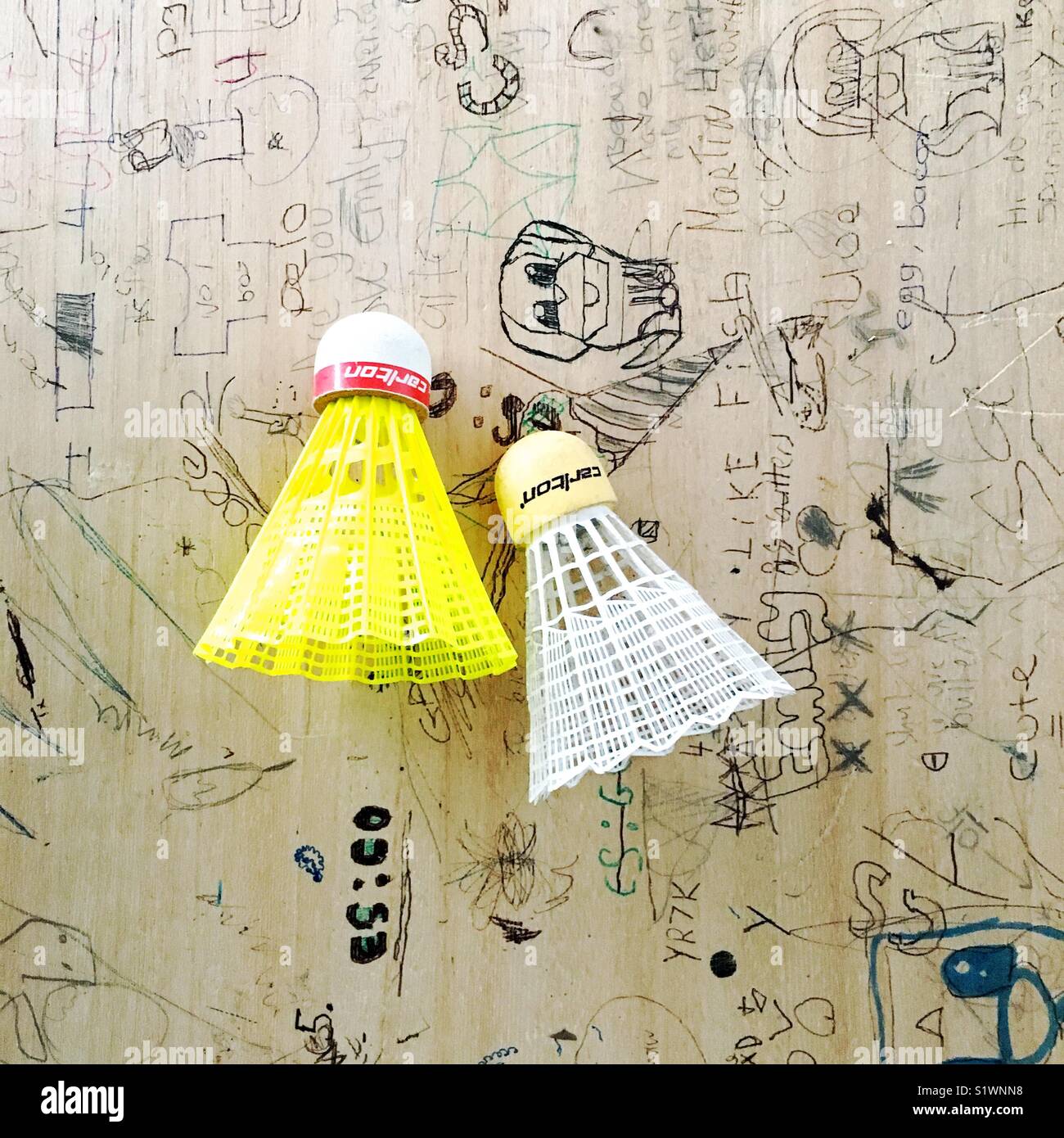 Shuttlecocks on school desk - Smartphone Captured Stock Image