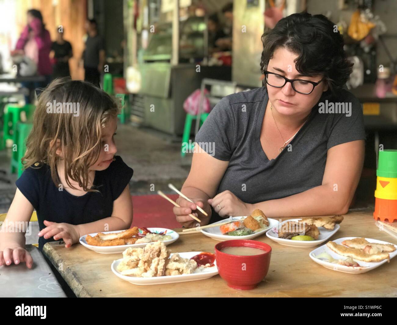 Women eating chinese food  Tainan Taipei - Smartphone Captured Stock Image