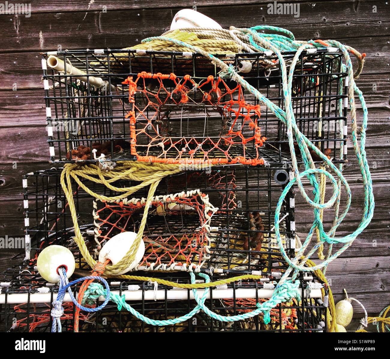Nets, Monterey Municipal Wharf 2, Monterey, California - Smartphone Captured Stock Image