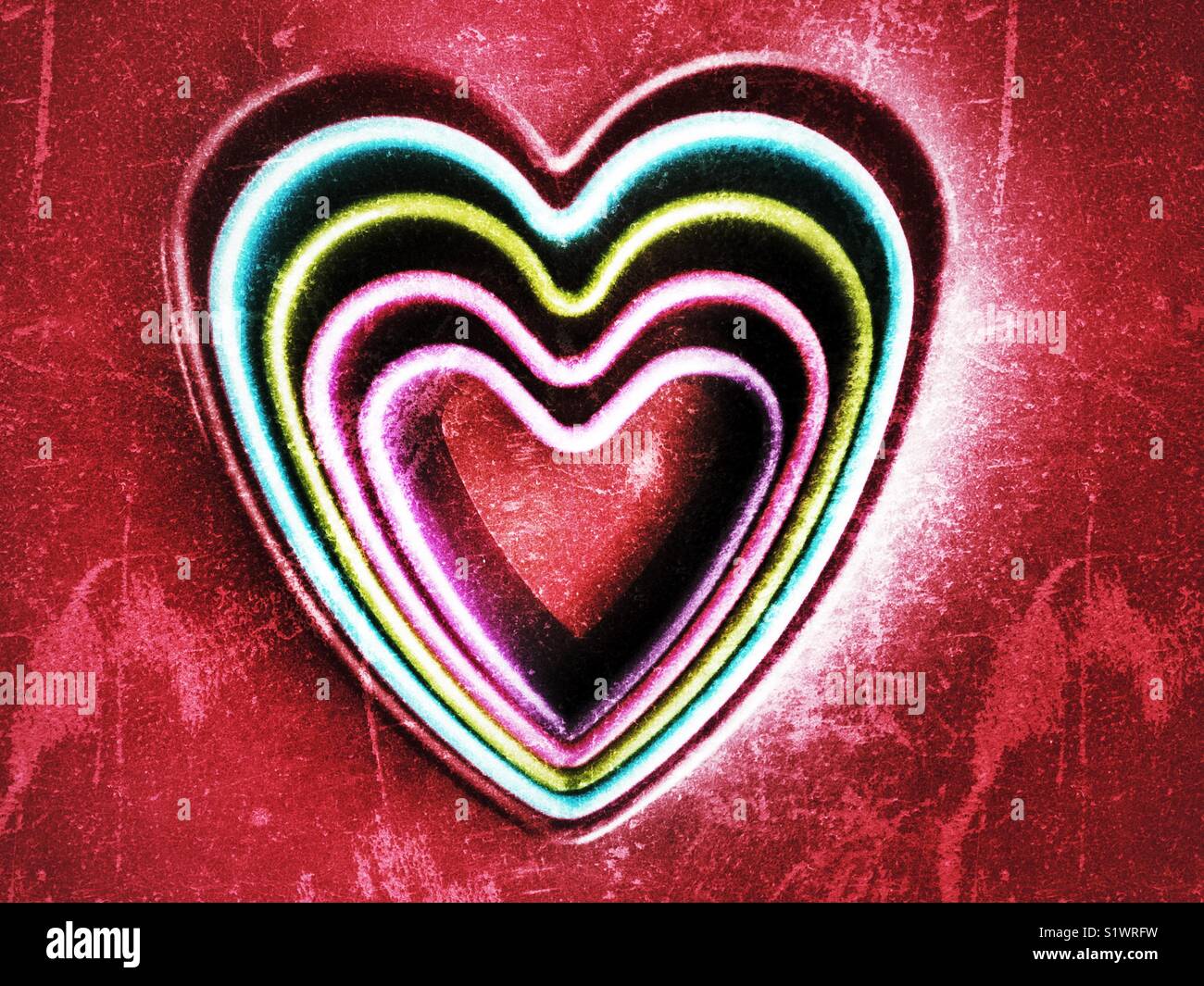 Multi coloured hearts Stock Photo