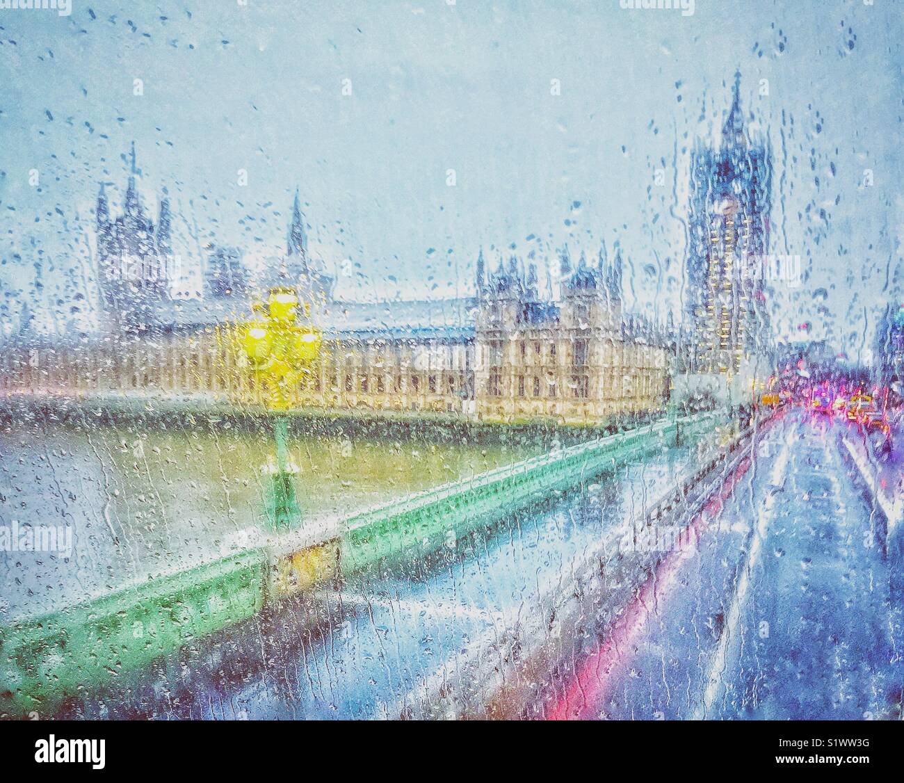 Raining in Westminster, London. - Smartphone Captured Stock Image