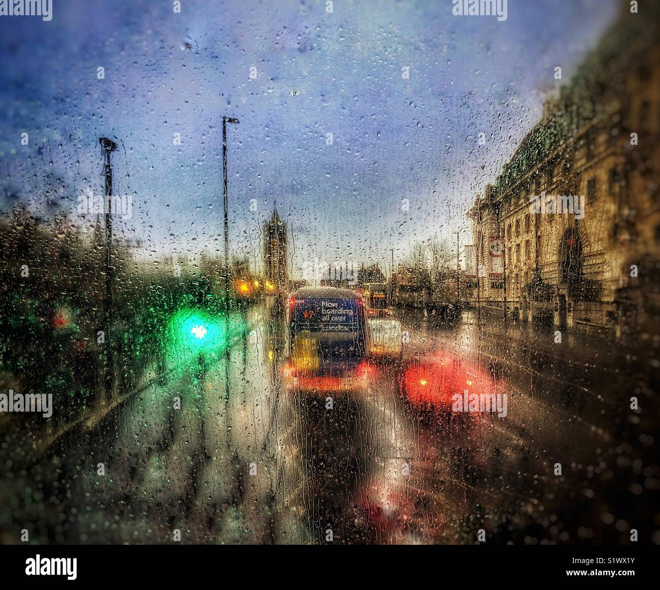 Rain in Westminster, London - Smartphone Captured Stock Image