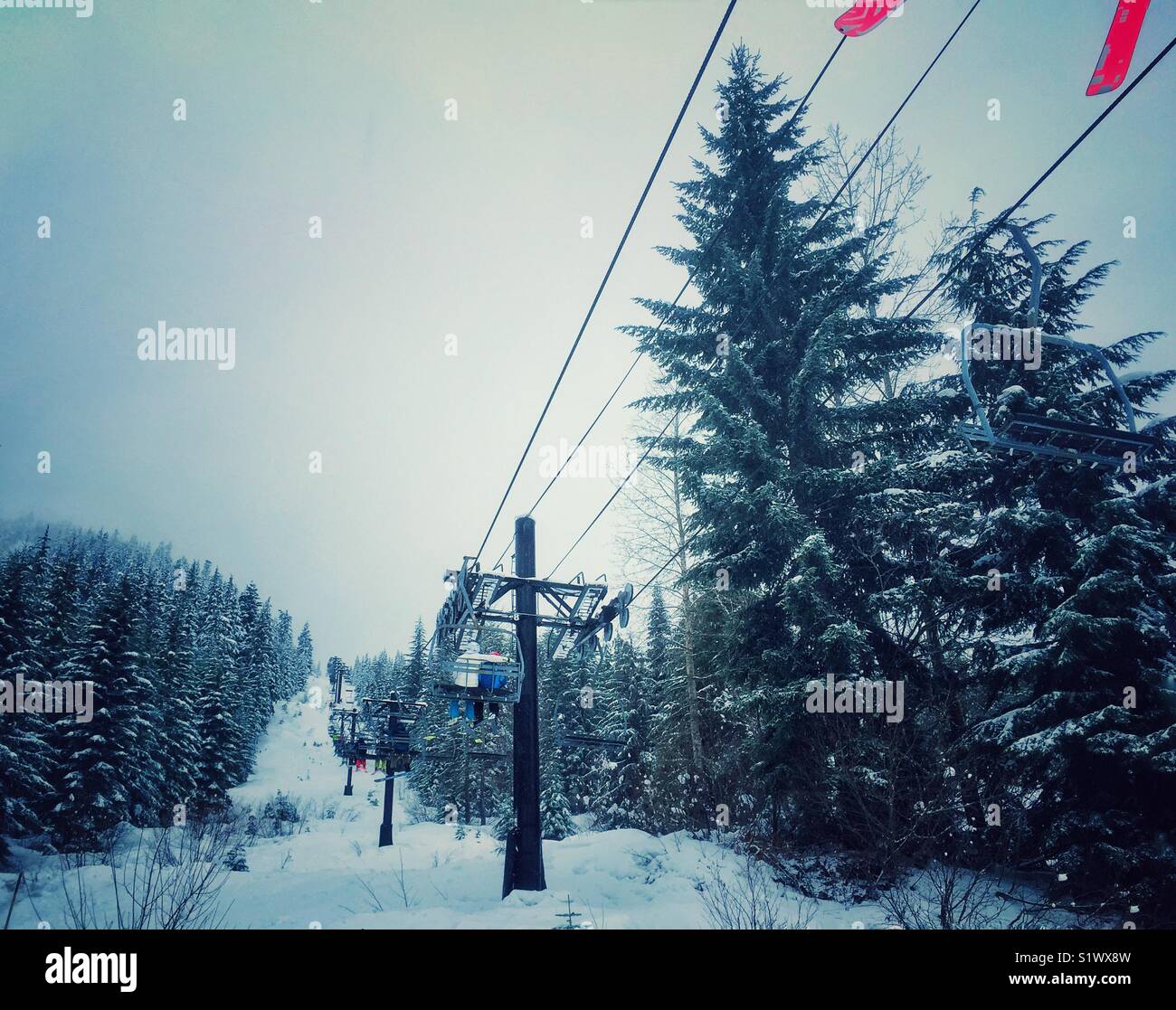 Ski lift in action at Snoqualmie Pass - Smartphone Captured Stock Image