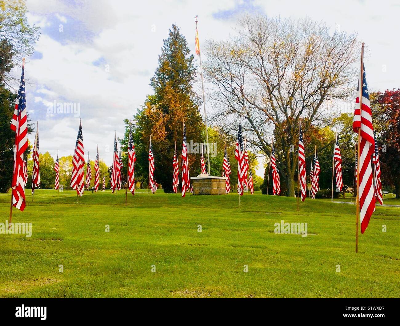Memorial Day in a Veterans’ Cemetery - Smartphone Captured Stock Image