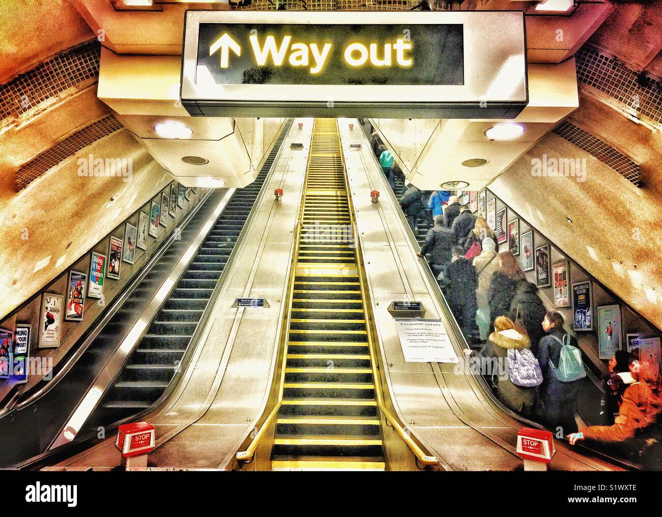 Escalators at Knightsbridge station. - Smartphone Captured Stock Image