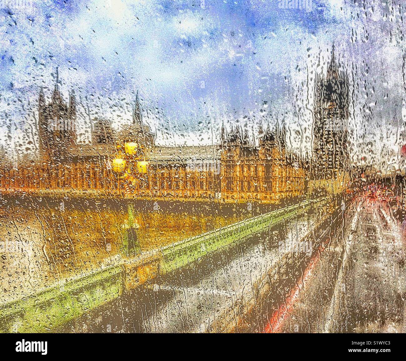 Rain in Westminster, London. - Smartphone Captured Stock Image