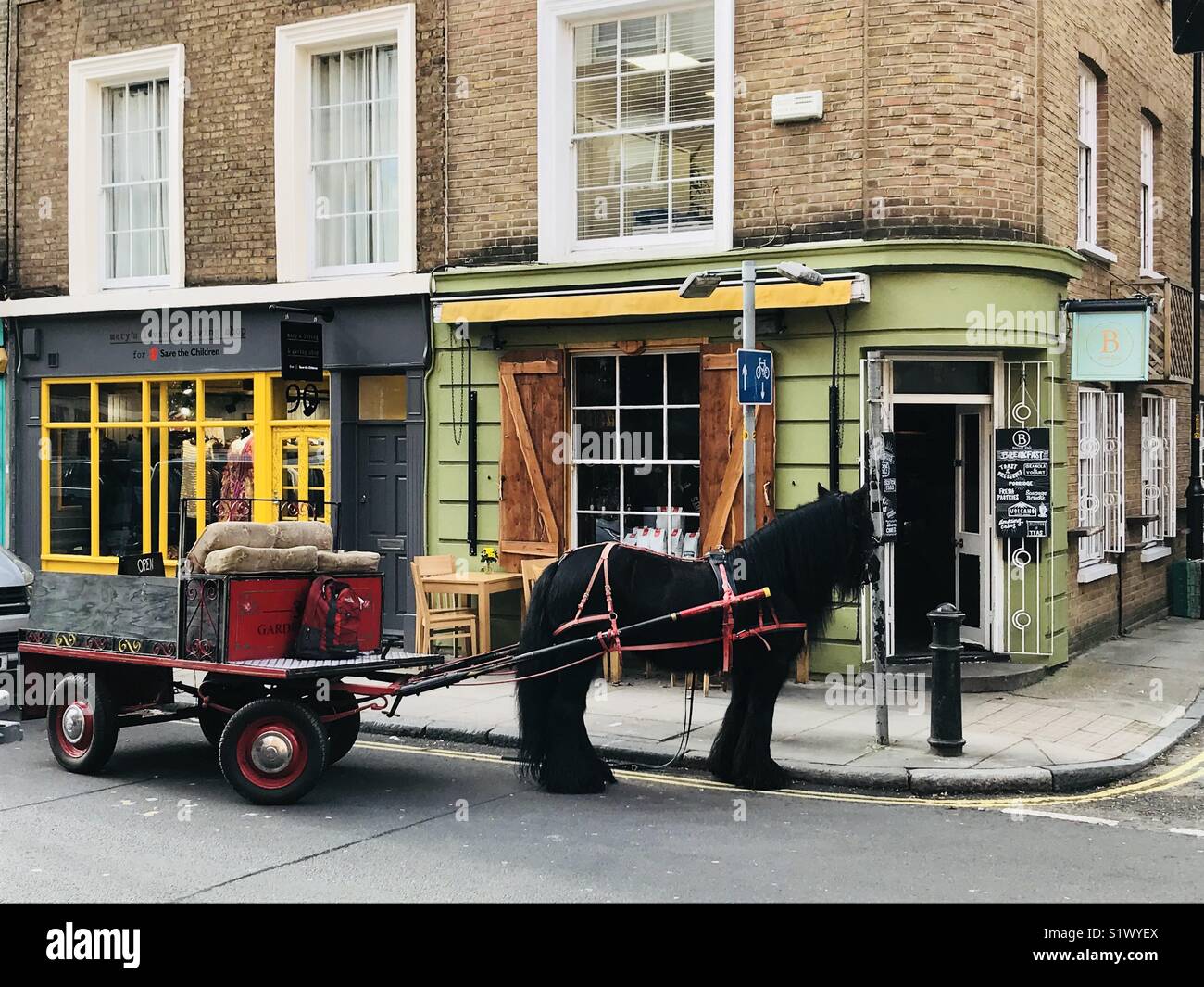 Horse and cart LONDON street scene - Smartphone Captured Stock Image