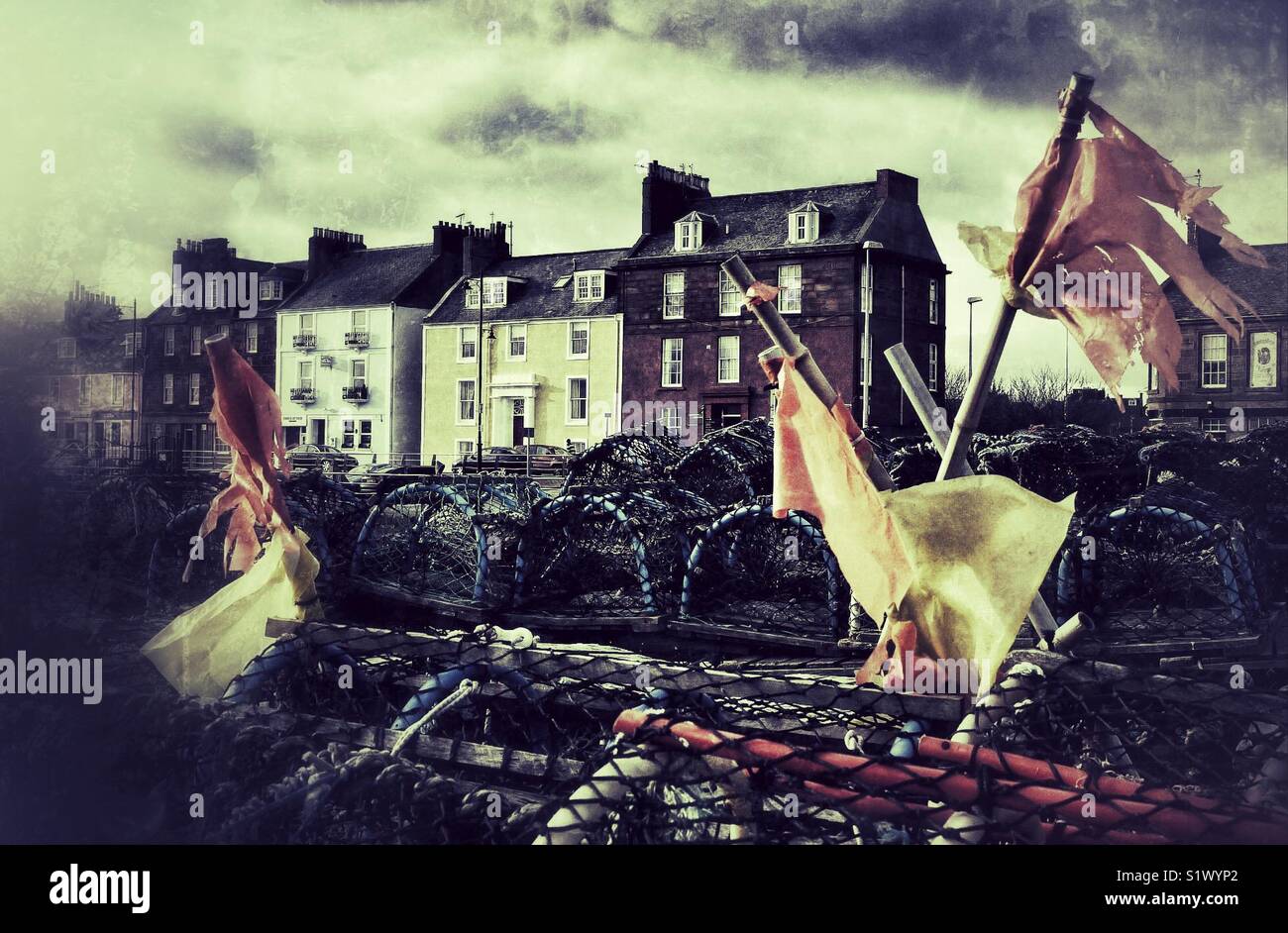 Houses in Arbroath Harbour, Angus,Scotland - Smartphone Captured Stock Image