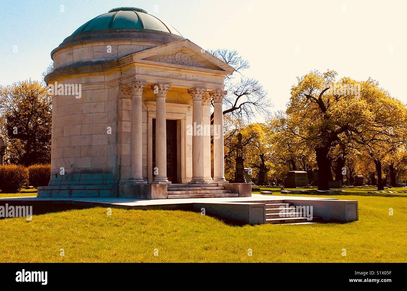 Mausoleum at Rosehill Cemetery, Chicago Illinois - Smartphone Captured Stock Image
