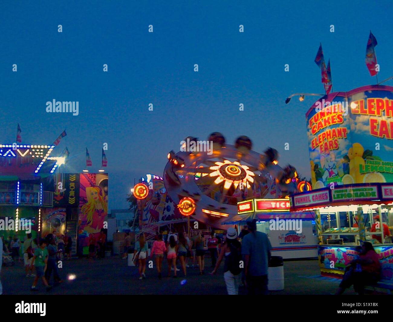Rides in the Midway at the Minnesota State Fair, St. Paul, Minnesota, USA. Stock Photo