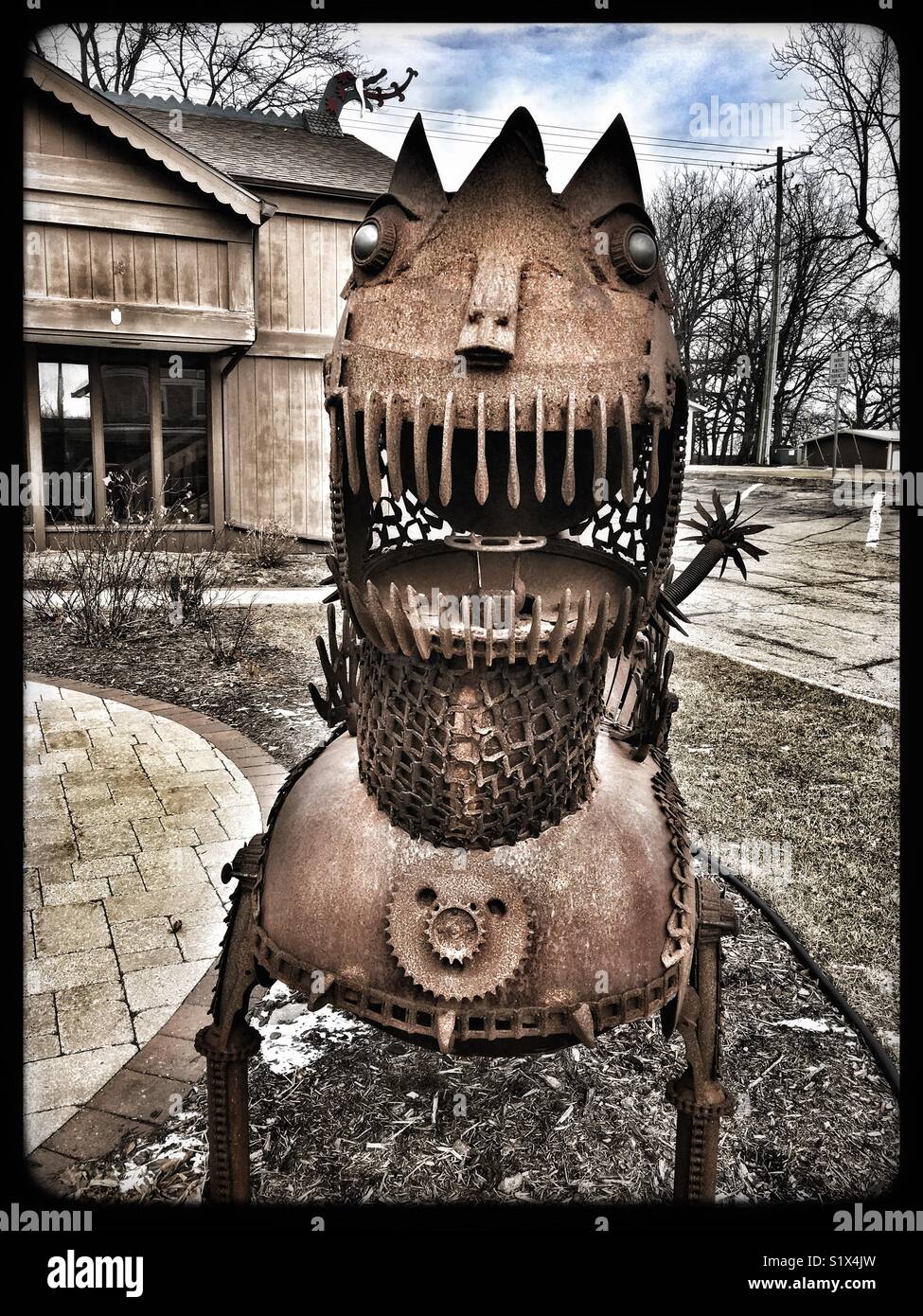 Brutus the Temple Lion Guard, Mount Horeb, WI - Smartphone Captured Stock Image