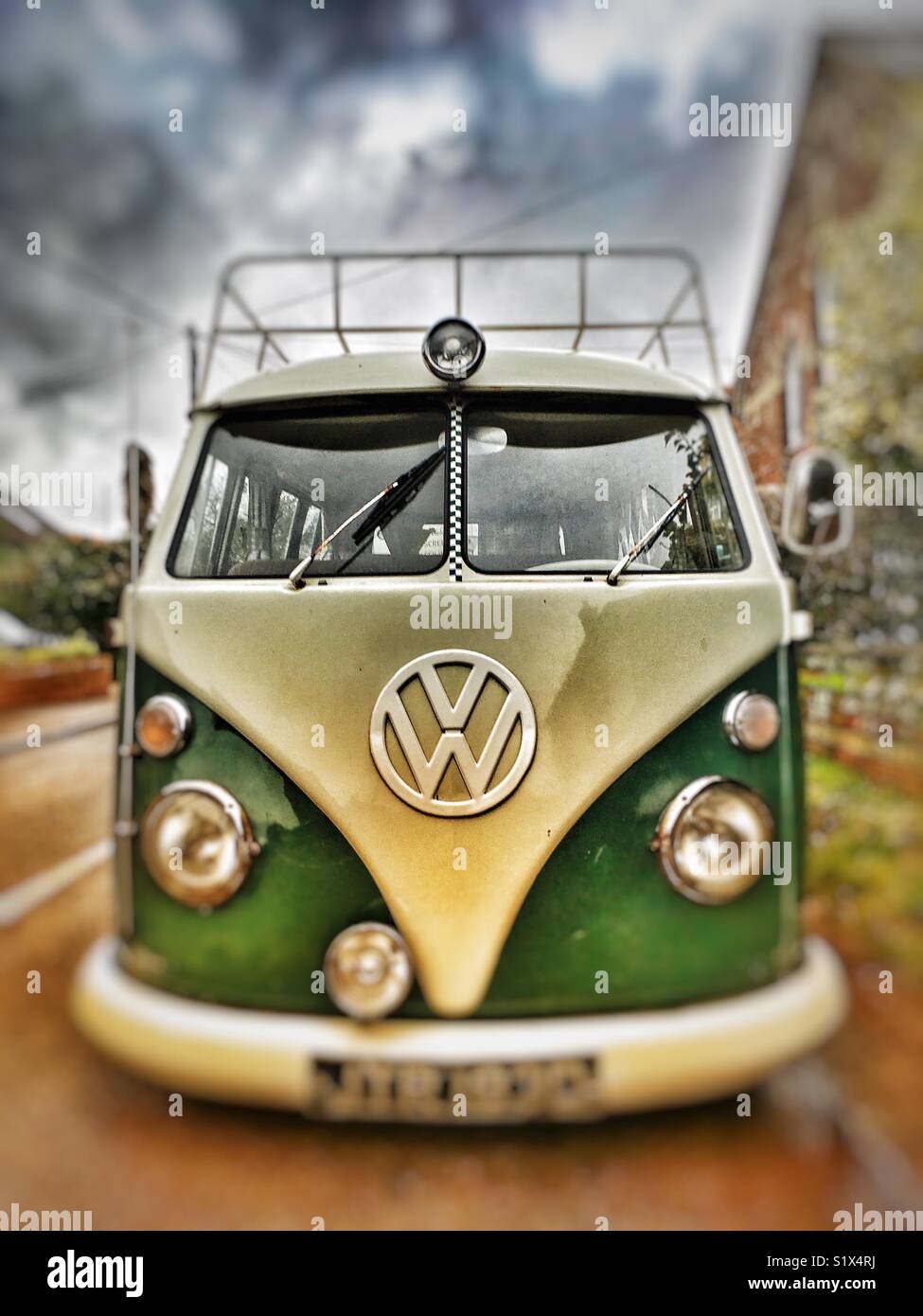 Vintage split screen VW camper bus - Smartphone Captured Stock Image
